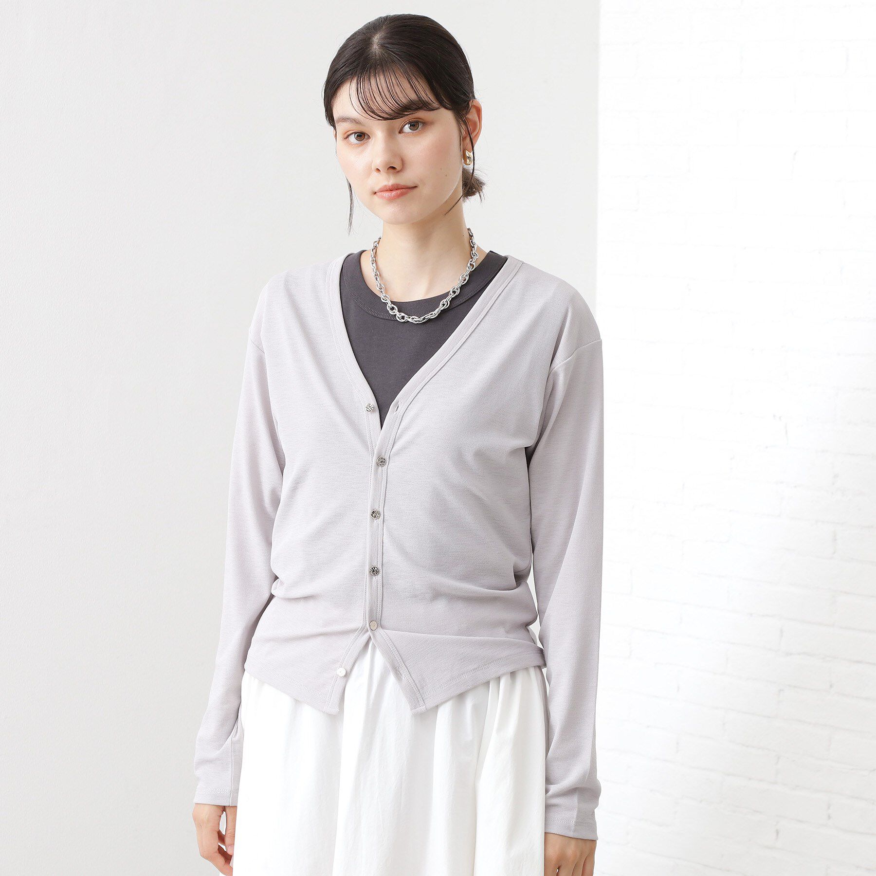 THE SHOP TK「シアーフライスVカーデ」|カーディガン|