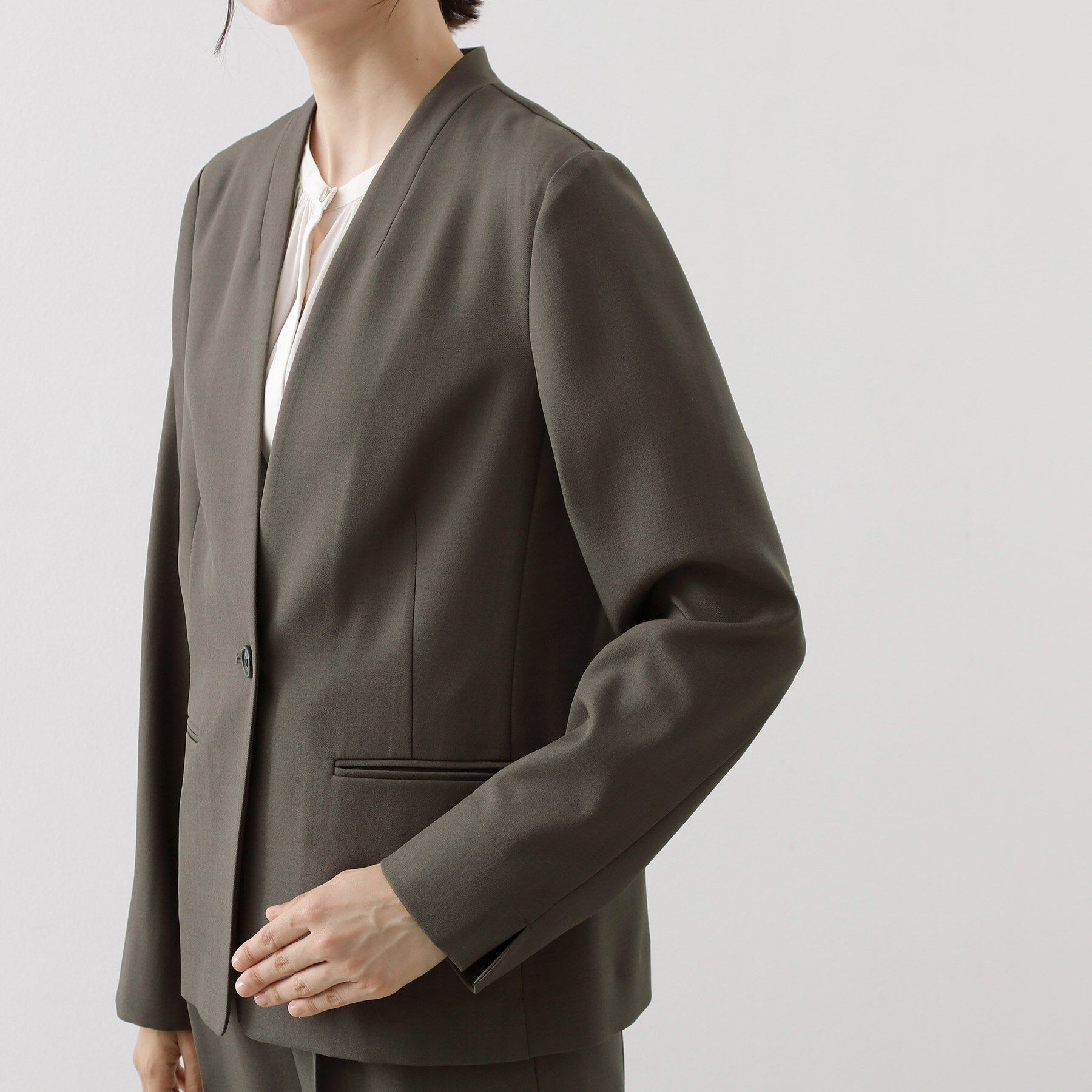THE SHOP TK「ノーカラージャケット【セットアップ可】」|ノーカラージャケット|