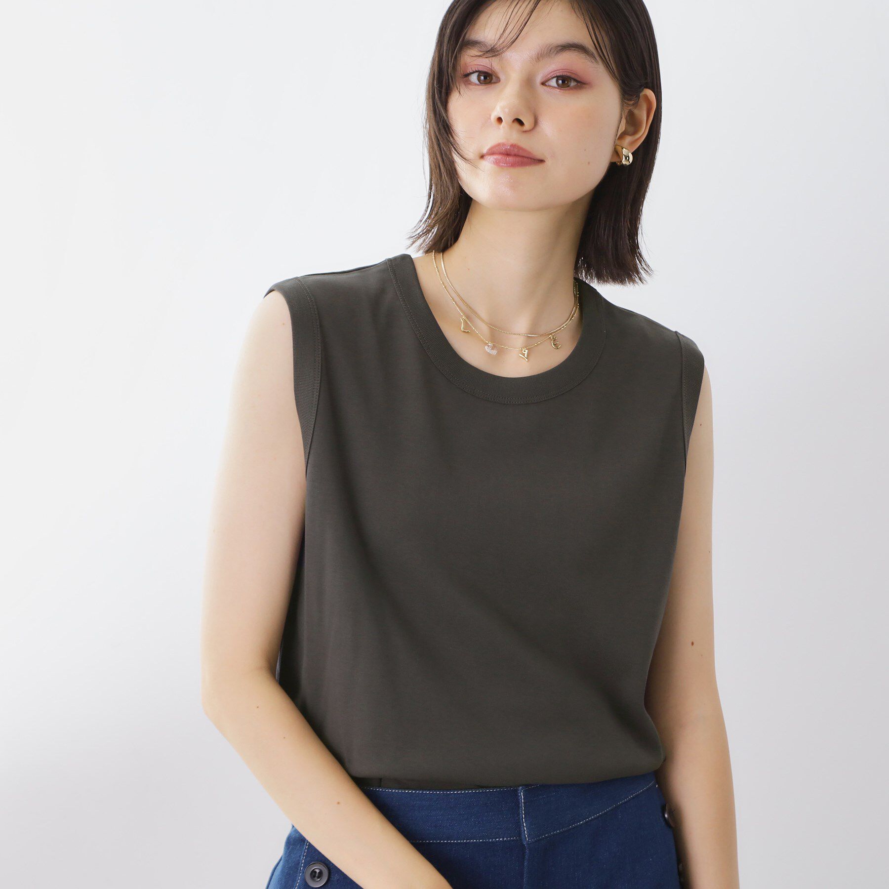 THE SHOP TK「【汗染み防止】ノースリーブTシャツ【洗濯機OK/UVケア】」|キャミソール|