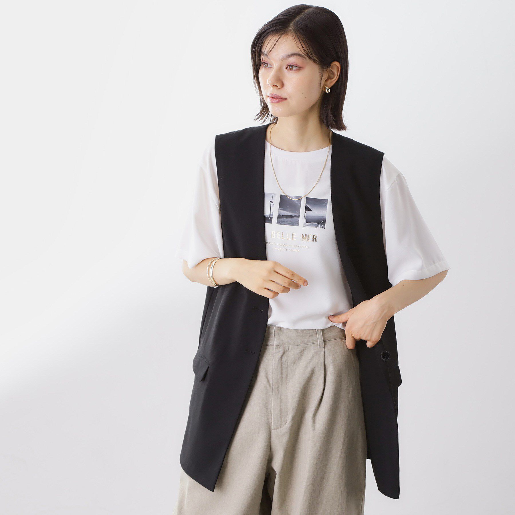 THE SHOP TK「ノーカラージレ【セットアップ可/洗濯機OK】」|ベスト・ジレ|