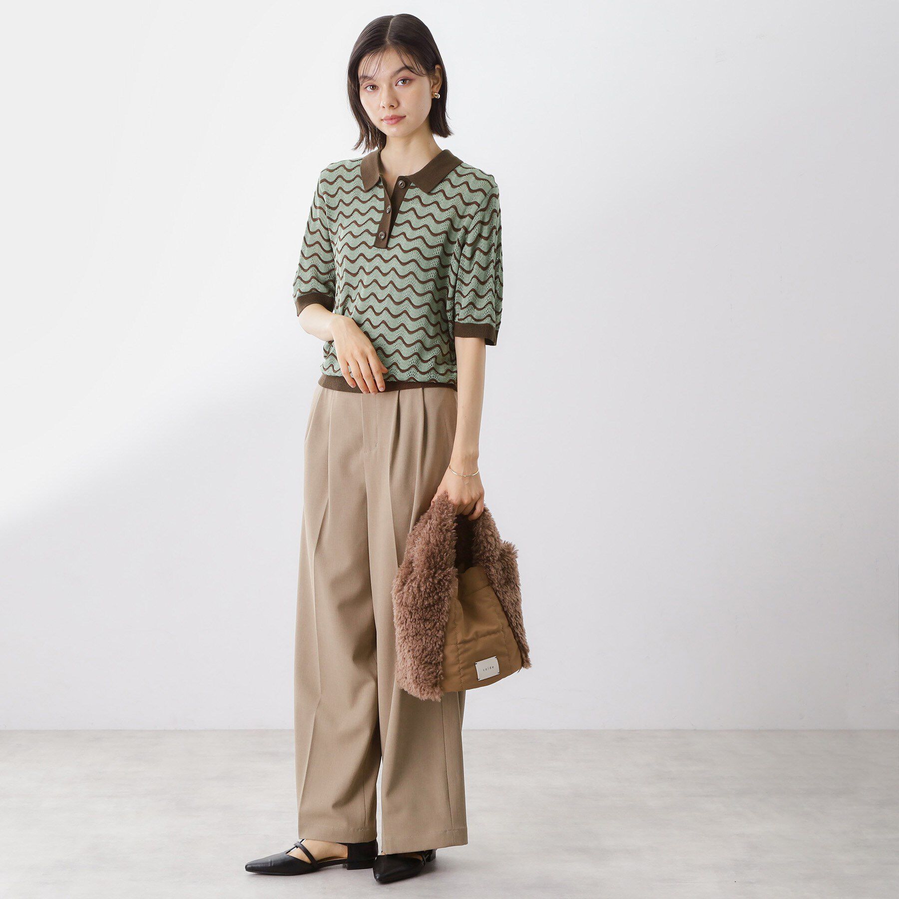 THE SHOP TK「【再入荷】柄アソートポロニットシャツ【洗濯機OK】」|ニット・セーター|