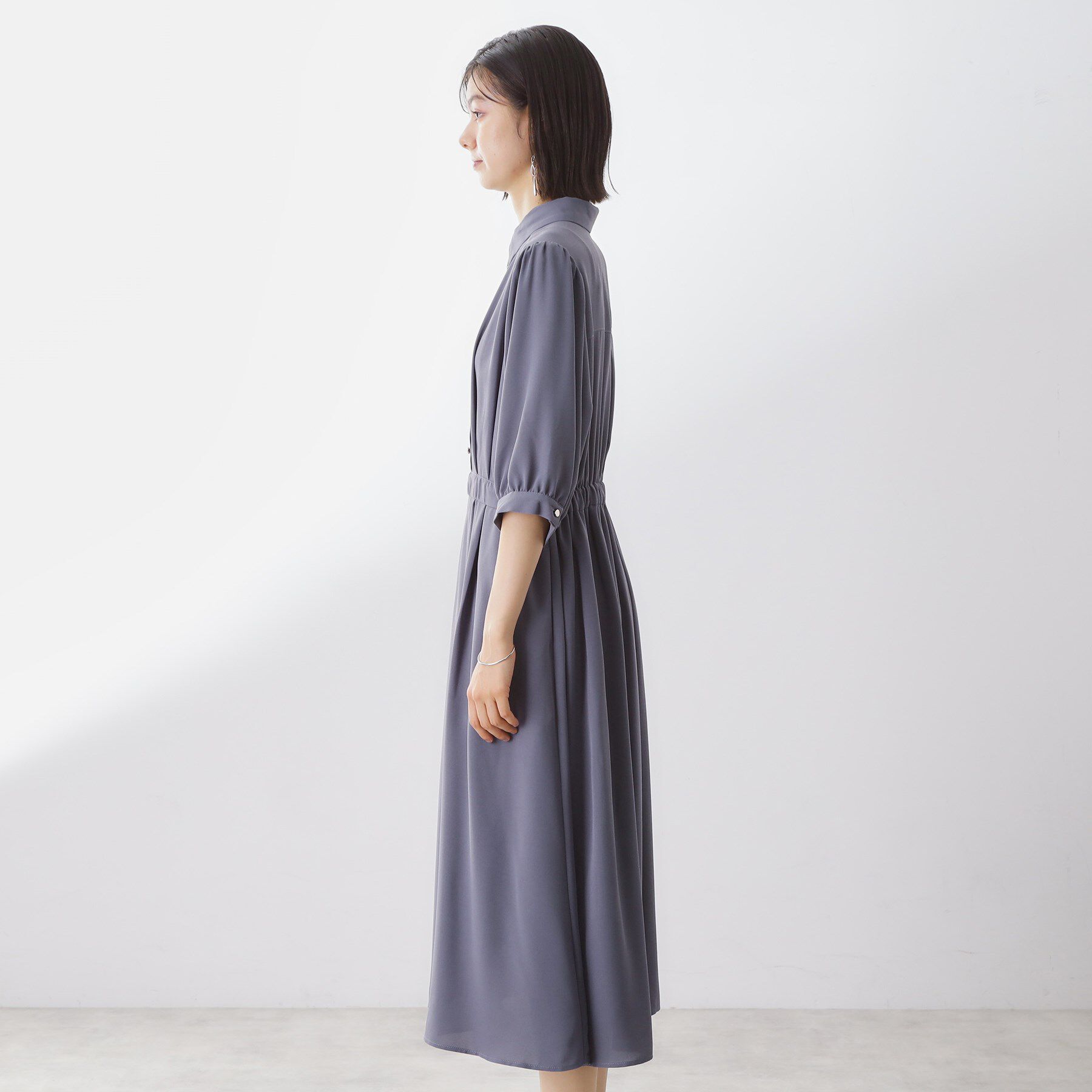 THE SHOP TK「5分袖シャツワンピース【防シワ/吸水速乾/UVケア/洗濯機OK】」|ワンピース|