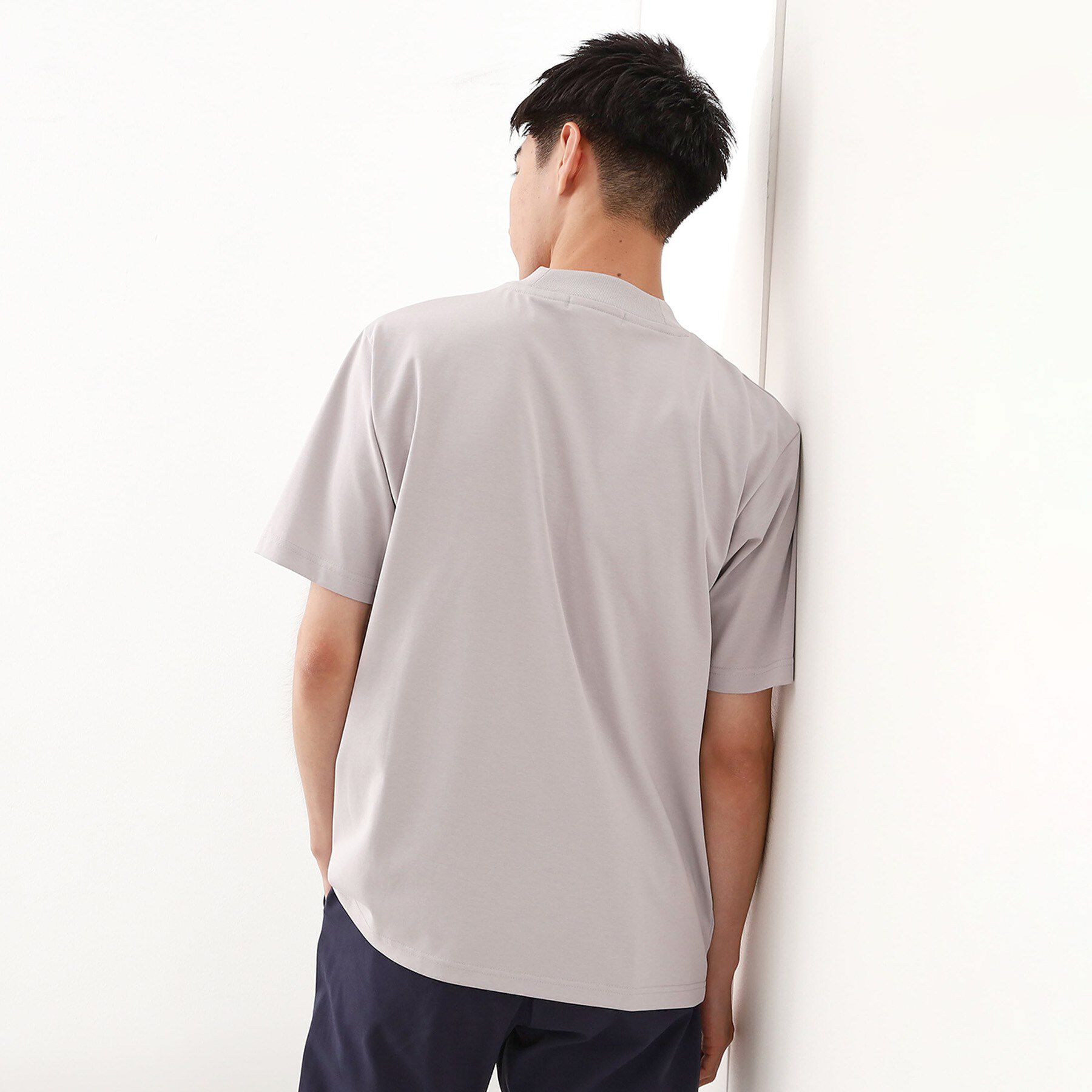 THE SHOP TK「モックネックプレーティング半袖Tシャツ 【接触冷感/洗濯機OK】」|Tシャツ・カットソー|