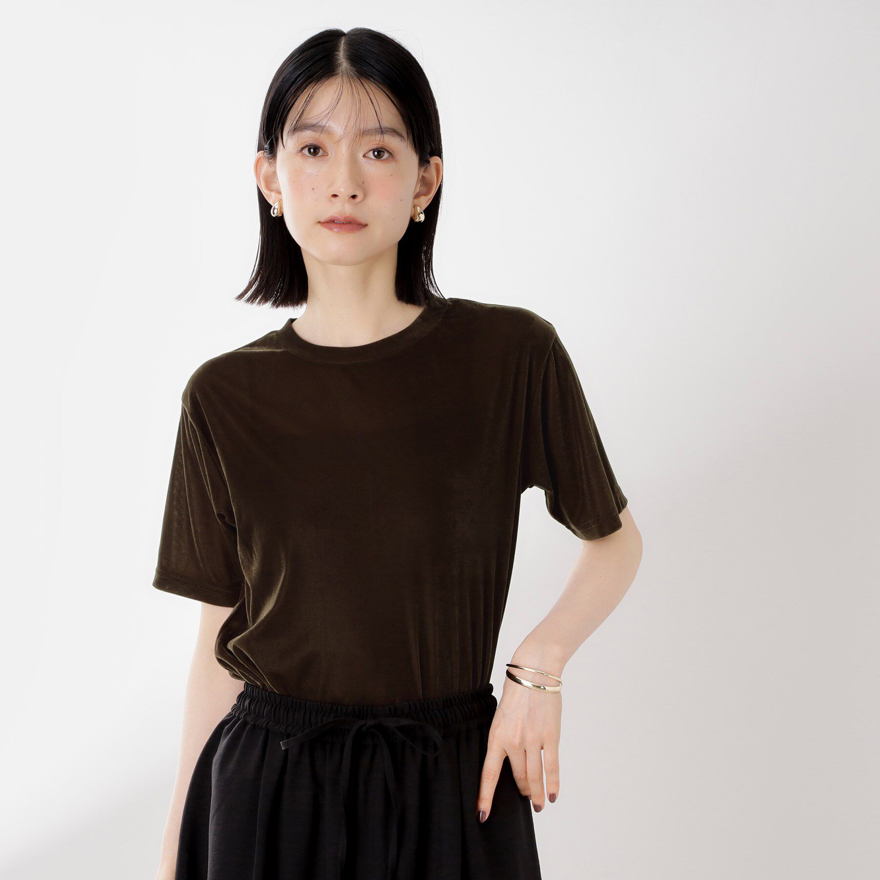 THE SHOP TK「シアーベロアカットソー【洗える】」|Tシャツ・カットソー|ブラウン(043)