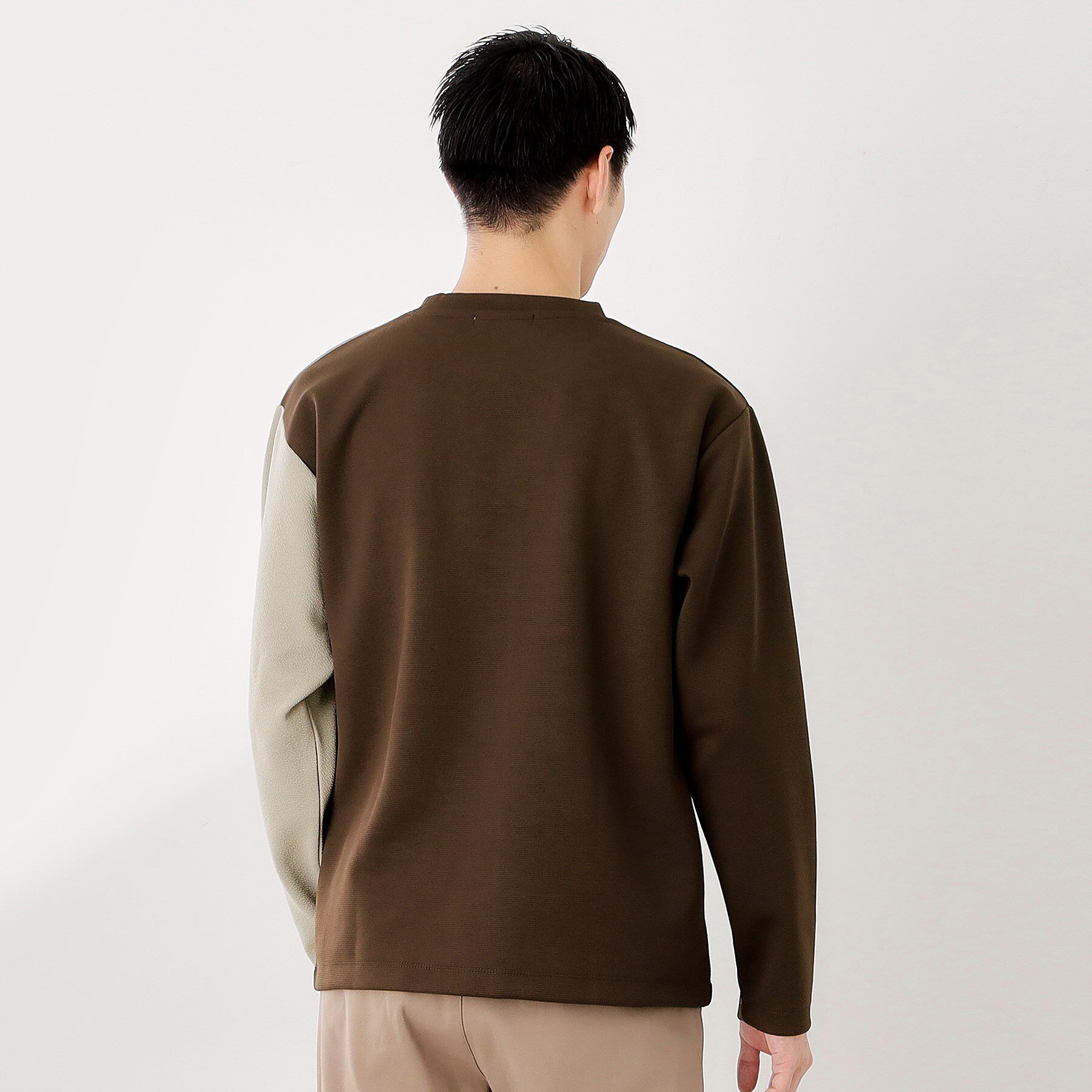 THE SHOP TK「【一枚で着映える】パターンブロッキング長袖Tシャツ 洗濯機OK」|Tシャツ・カットソー|