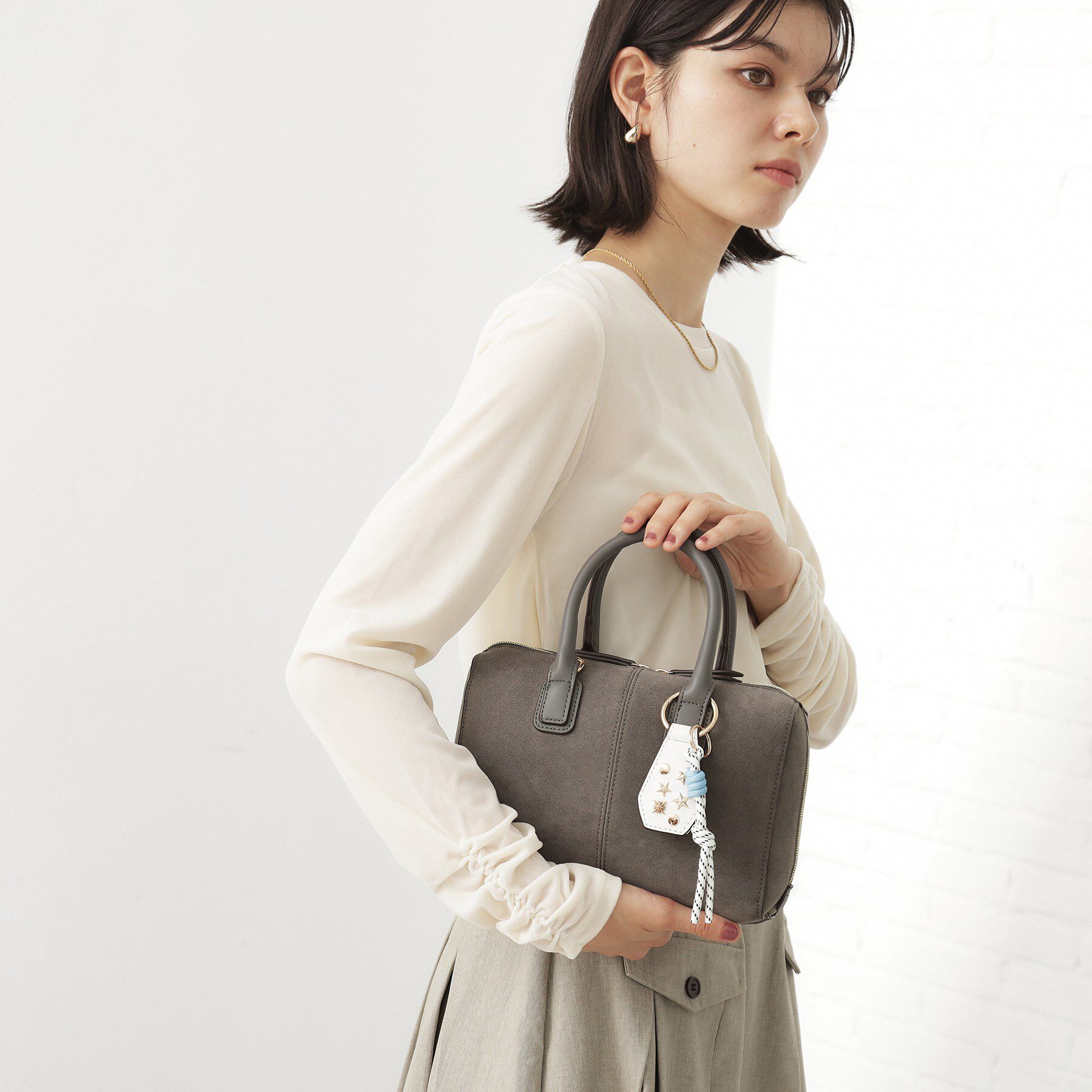 THE SHOP TK「チャーム付きスエードミニボストンバッグ」|ボストンバッグ|