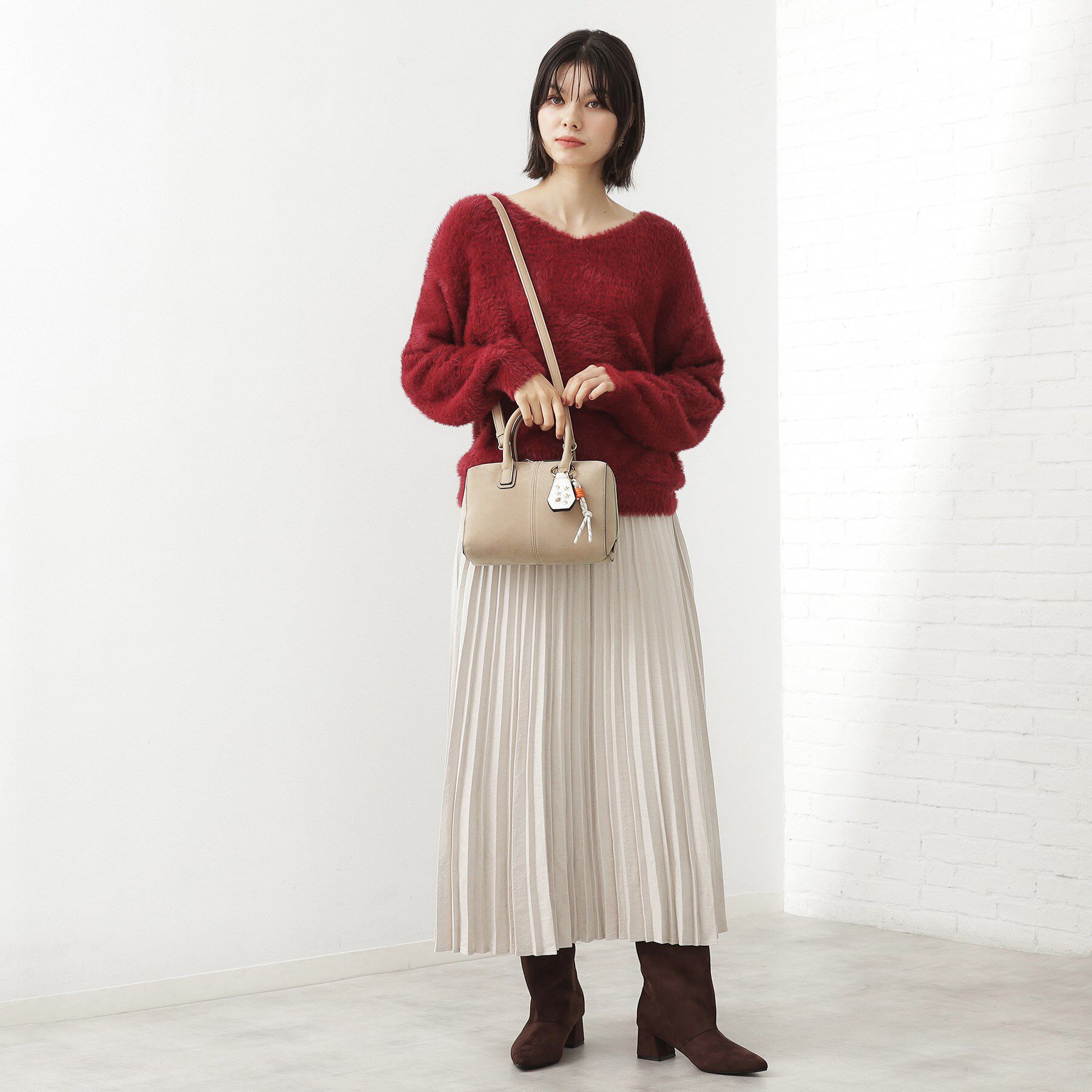 THE SHOP TK「チャーム付きスエードミニボストンバッグ」|ボストンバッグ|