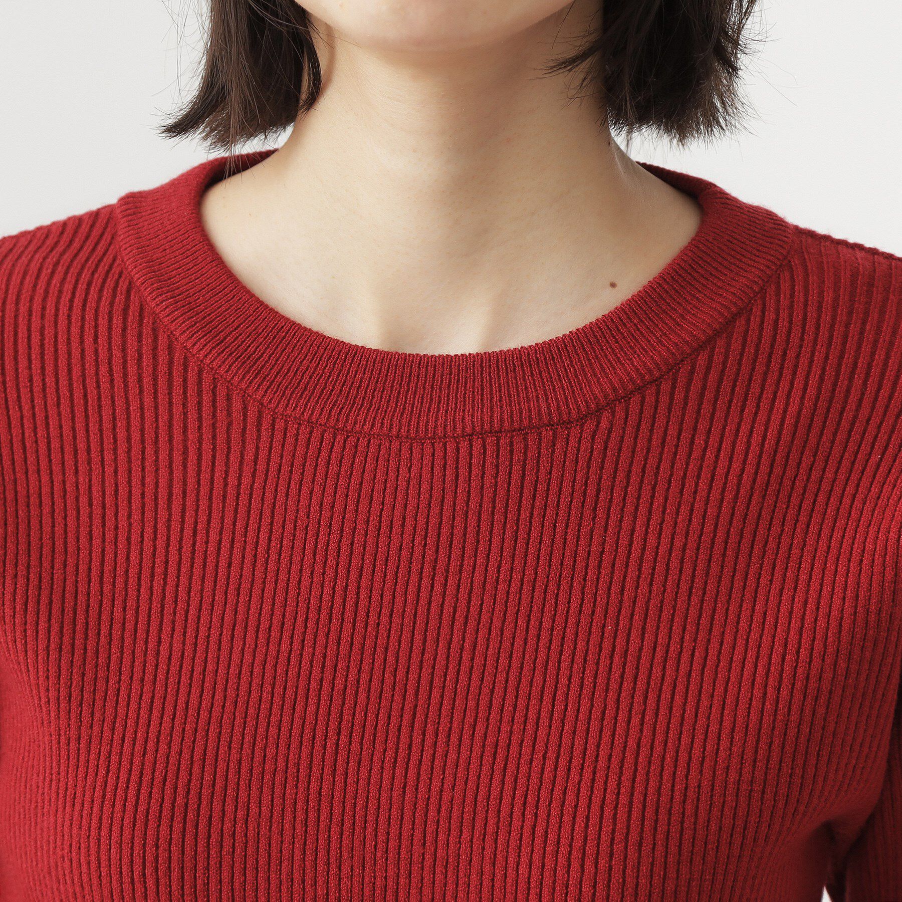 THE SHOP TK「【品よく魅せる】フレアスリーブ リブニット/毛玉になりにくい/静電気防止/洗濯機OK」|ニット・セーター|