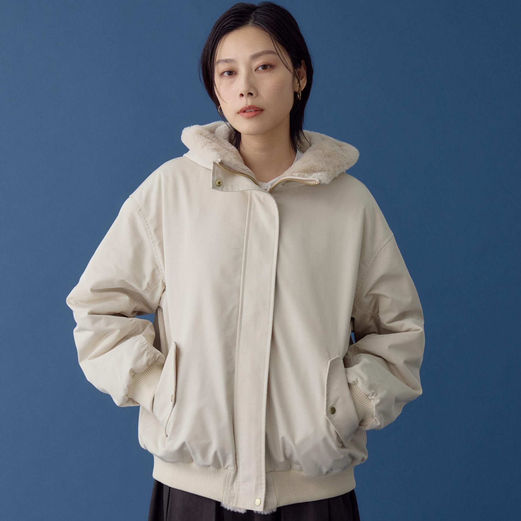 THE SHOP TK「【2WAY/洗える】リバーシブル フェイクファーブルゾン」|ブルゾン・スタジャン|