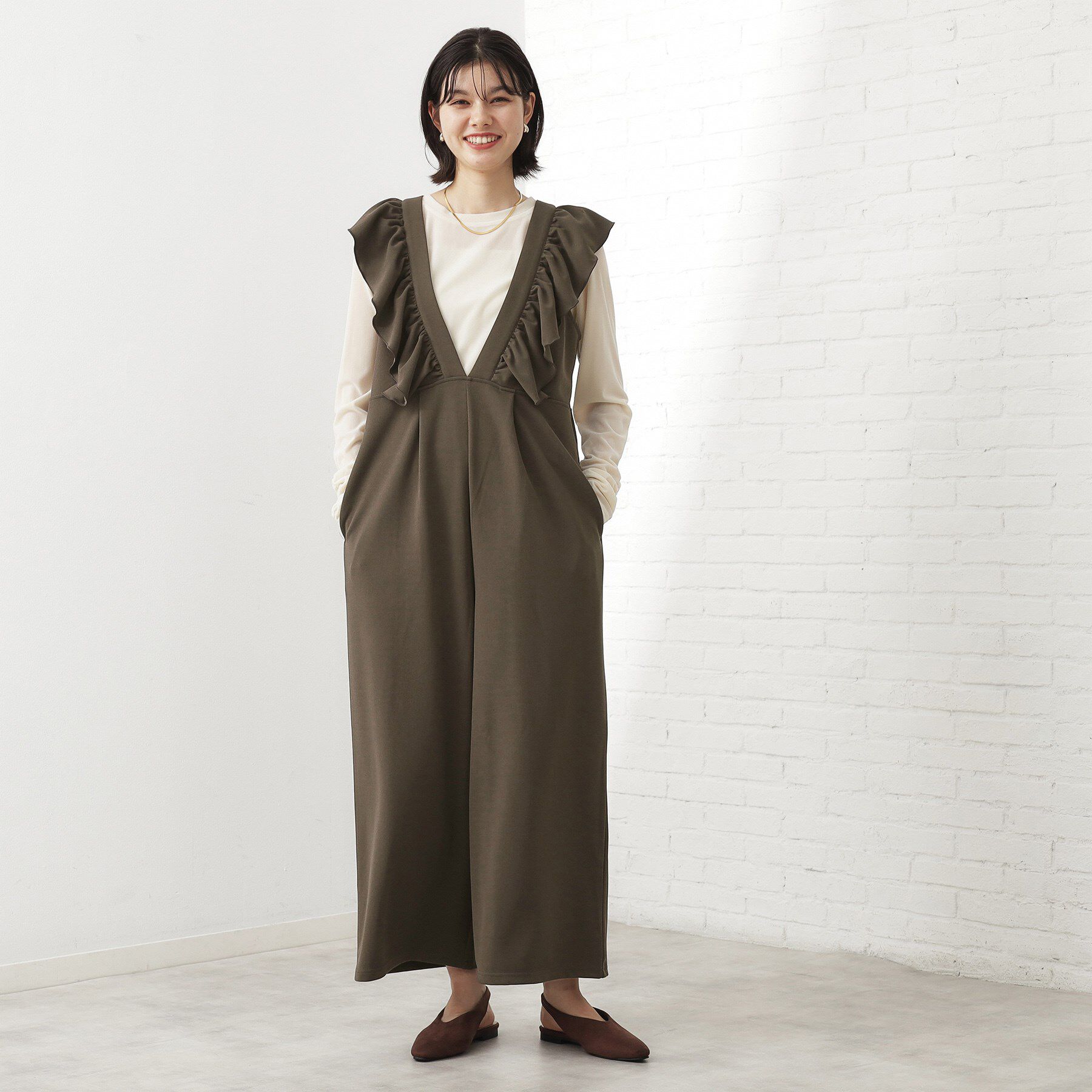 THE SHOP TK「【シーズンレス】フリルオールインワン」|オールインワン|