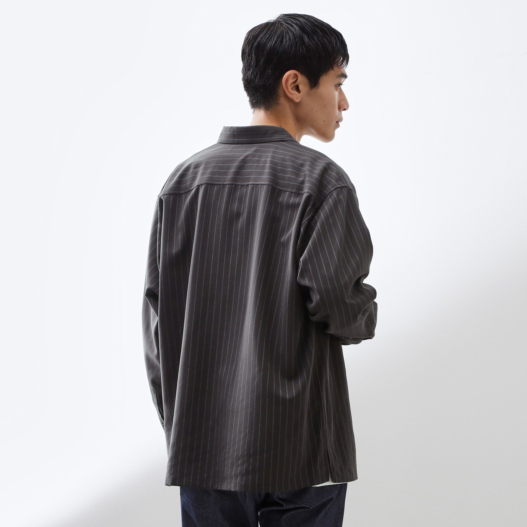 THE SHOP TK「ダブルポケットストライプ長袖シャツ 【洗濯機OK】」|シャツ・ブラウス|