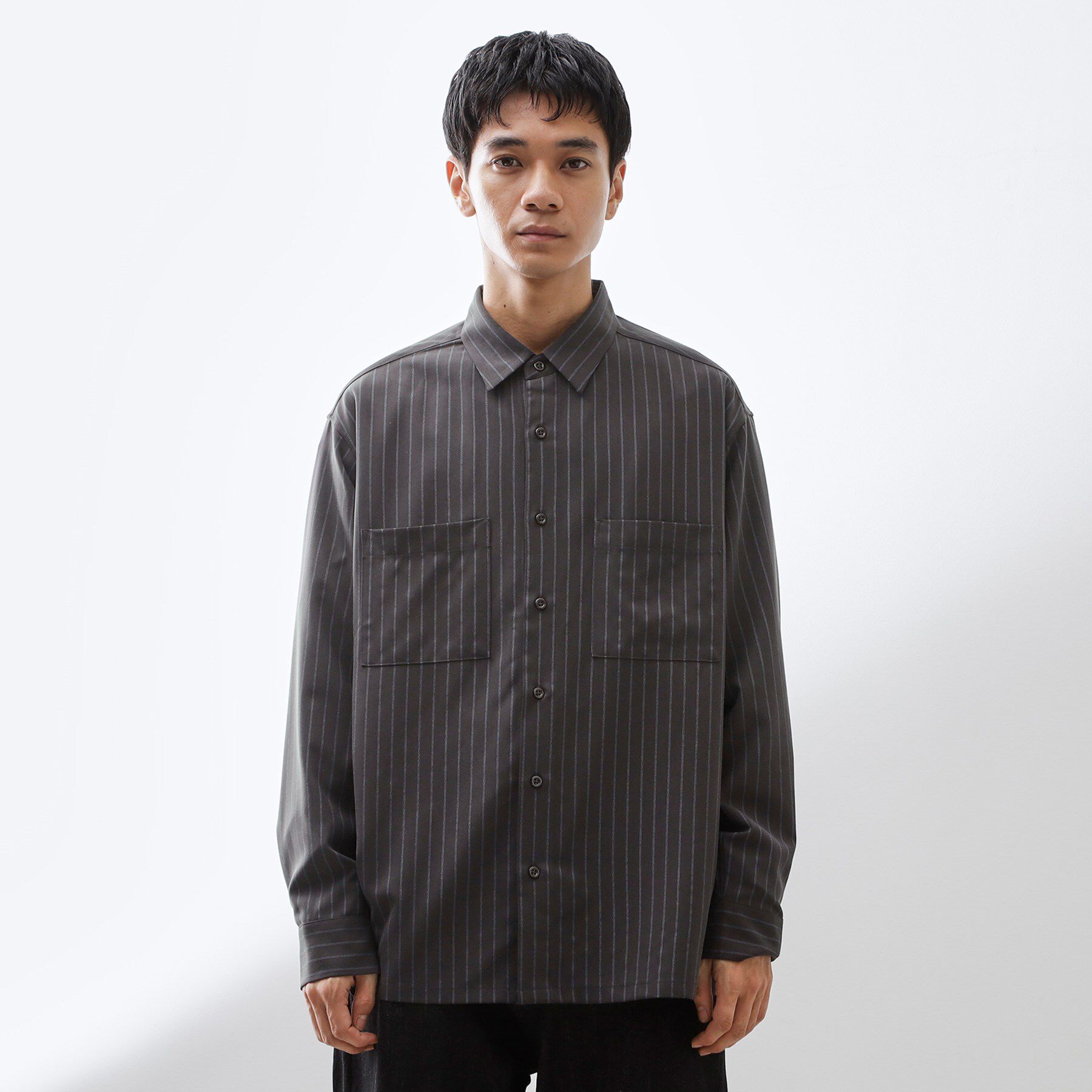 THE SHOP TK「ダブルポケットストライプ長袖シャツ 【洗濯機OK】」|シャツ・ブラウス|