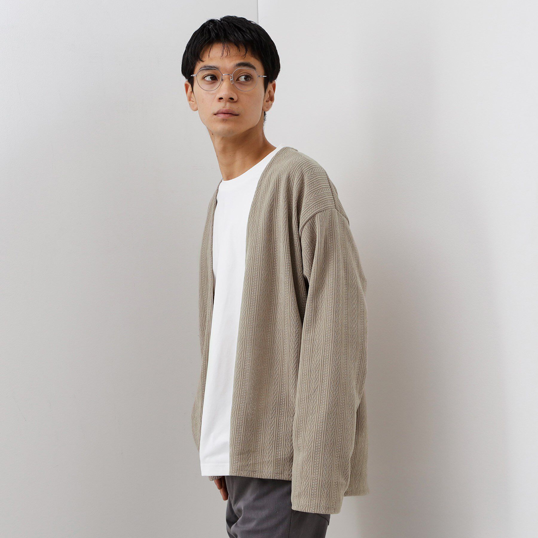 THE SHOP TK「【セットでお買い得！】モールニットカーディガン＋長袖Tシャツ　洗濯機OK/吸水速乾・毛玉になりにくい」|カーディガン|