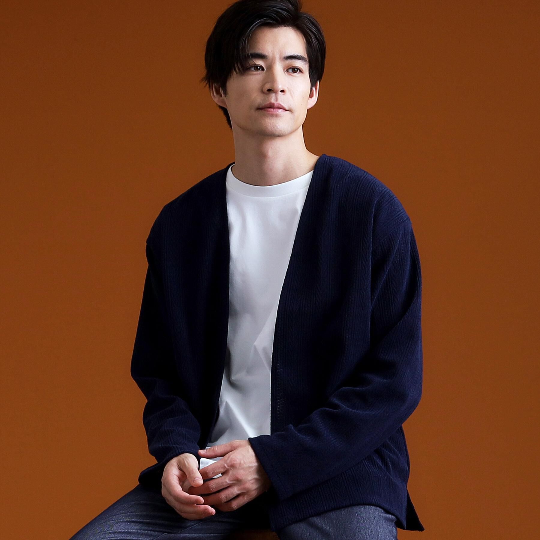 THE SHOP TK「【セットでお買い得！】モールニットカーディガン＋長袖Tシャツ　洗濯機OK/吸水速乾・毛玉になりにくい」|カーディガン|ネイビー(094)