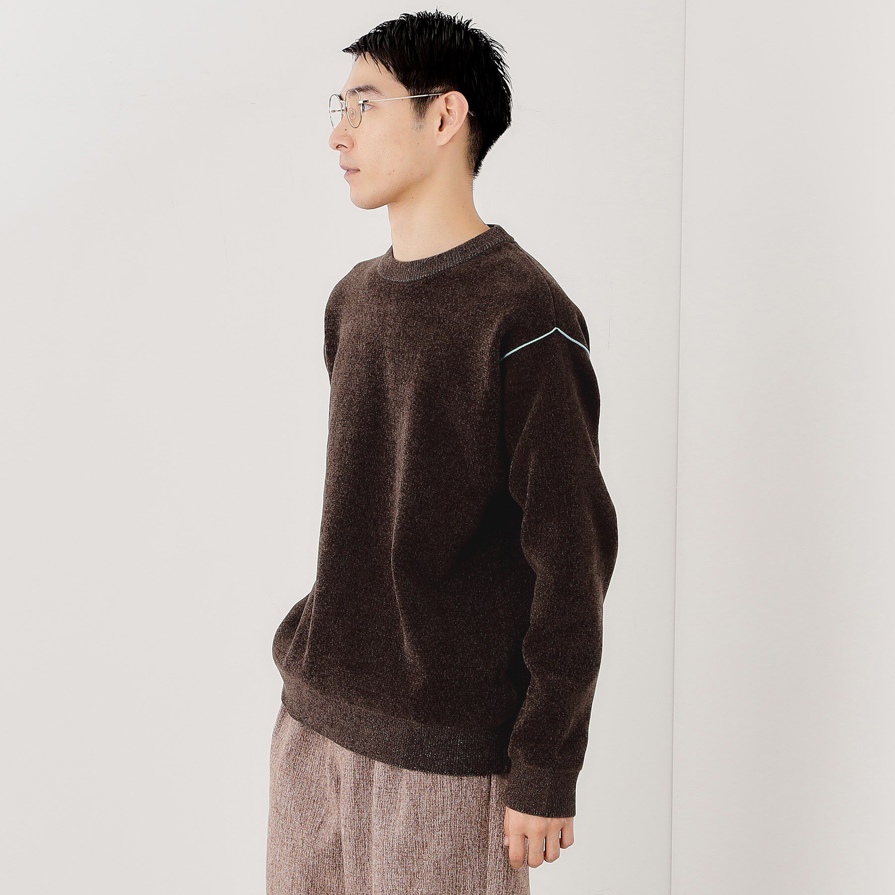 THE SHOP TK「【包み込まれるような柔らかさ】配色モールニット 洗濯機OK」|ニット・セーター|