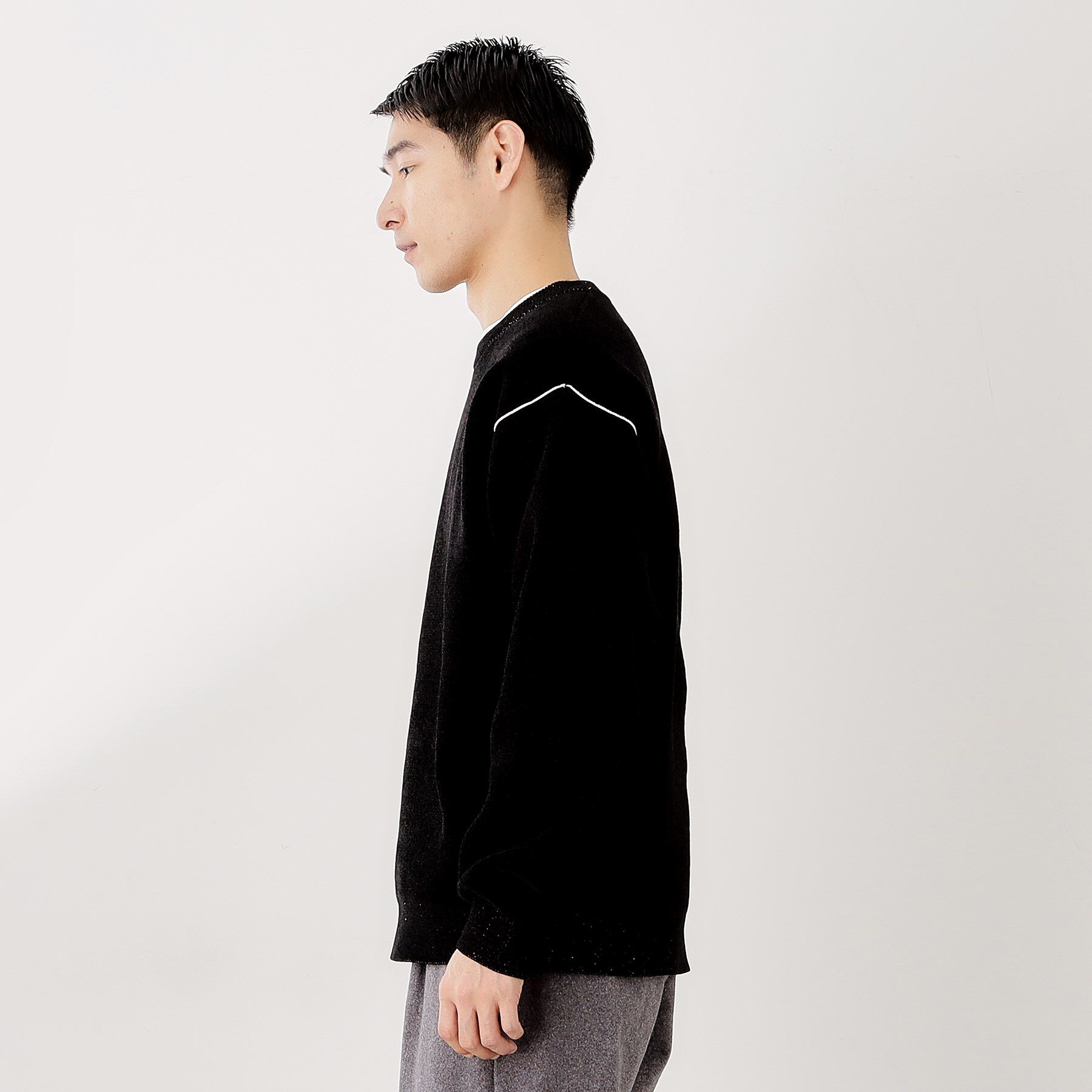 THE SHOP TK「【包み込まれるような柔らかさ】配色モールニット 洗濯機OK」|ニット・セーター|