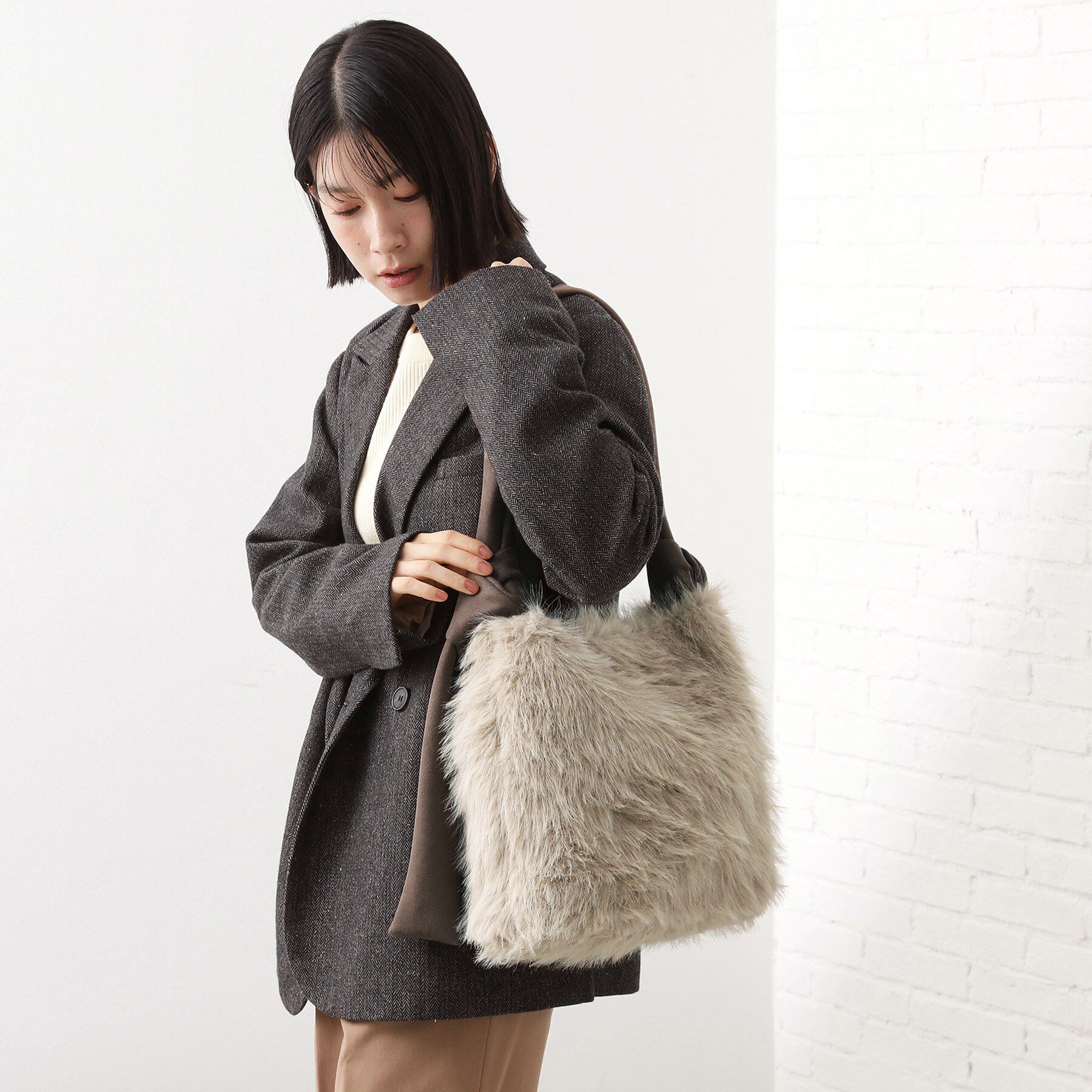 THE SHOP TK「フェイクファートート」|トートバッグ|