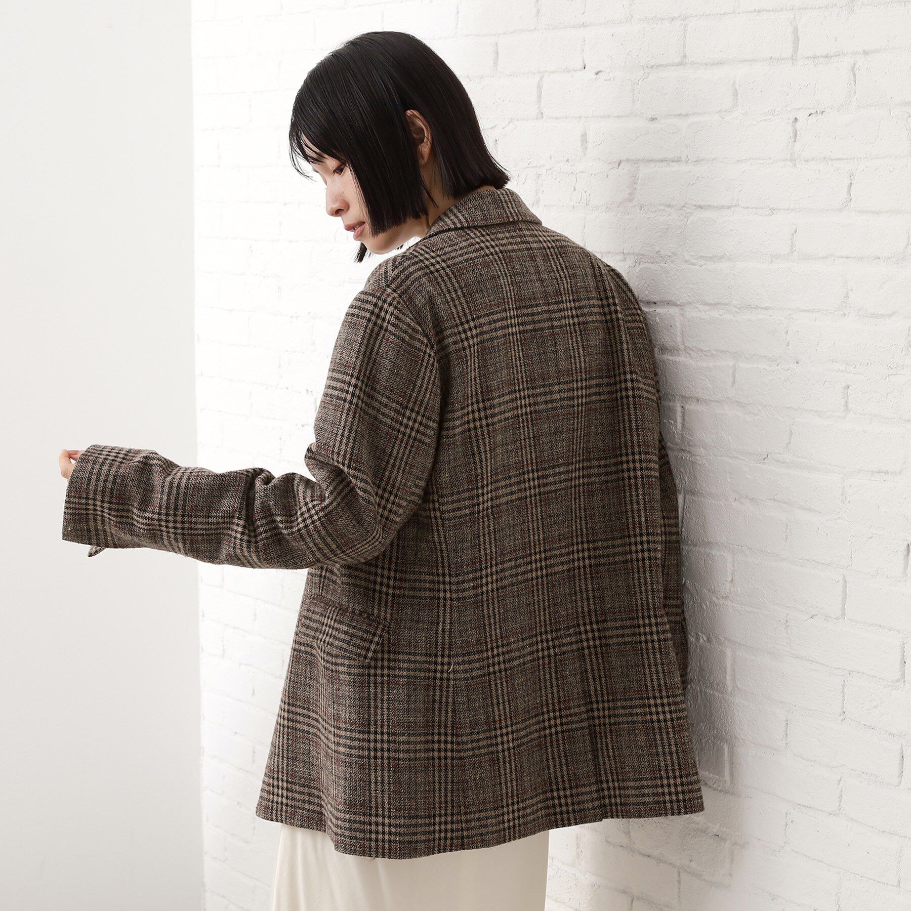 THE SHOP TK「【洗えるアウター】ヘリンボーン＆チェック柄ジャケット」|テーラードジャケット|