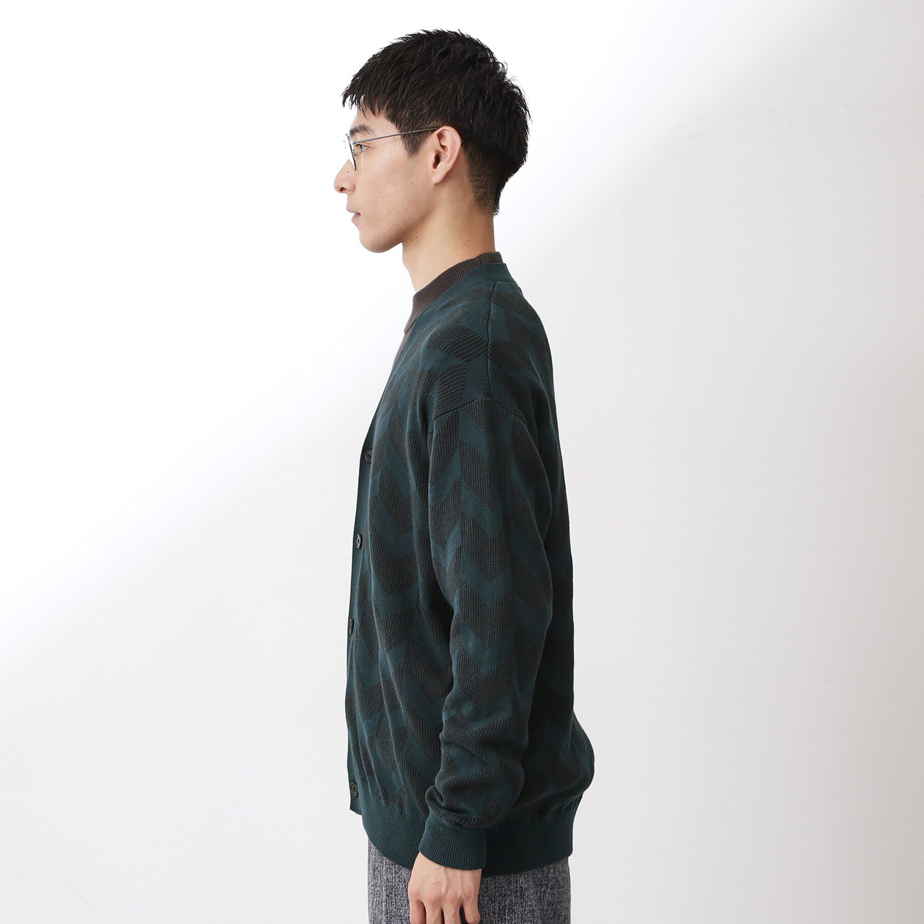 THE SHOP TK「ヘリンボンニットカーディガン」|カーディガン|