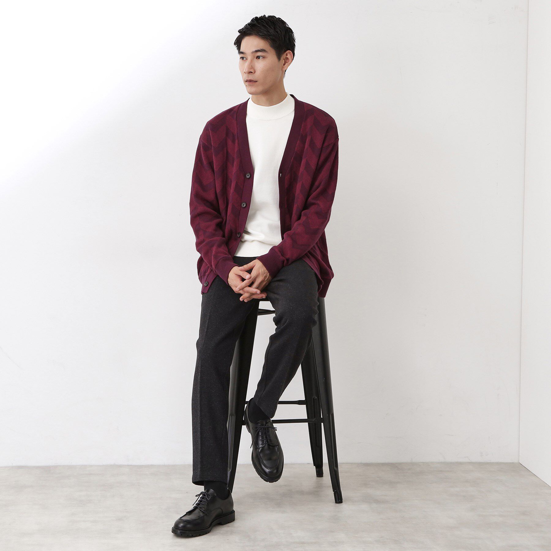 THE SHOP TK「ヘリンボンニットカーディガン」|カーディガン|