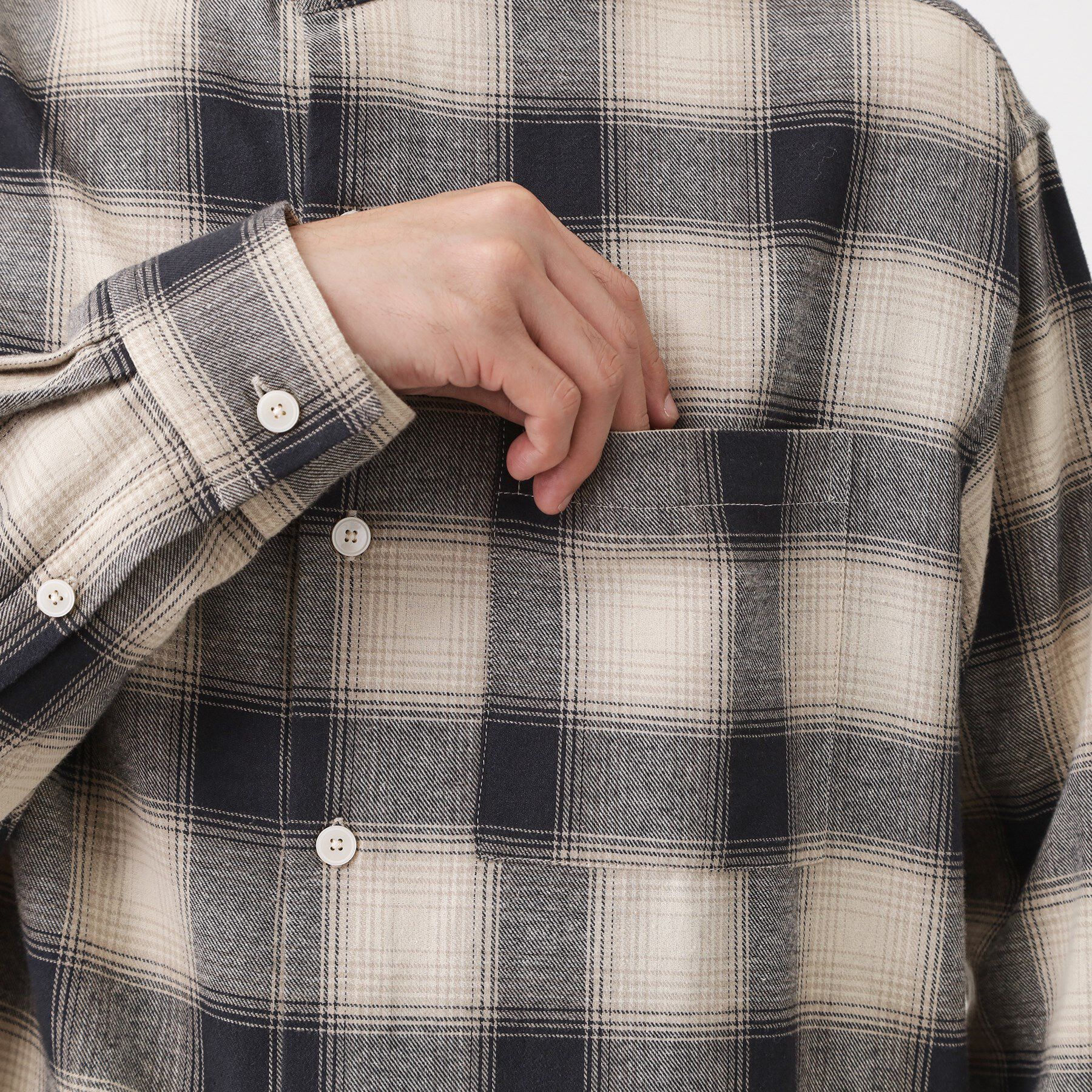 THE SHOP TK「オンブレーチェックバンドカラーシャツ 【洗濯機OK】」|シャツ・ブラウス|