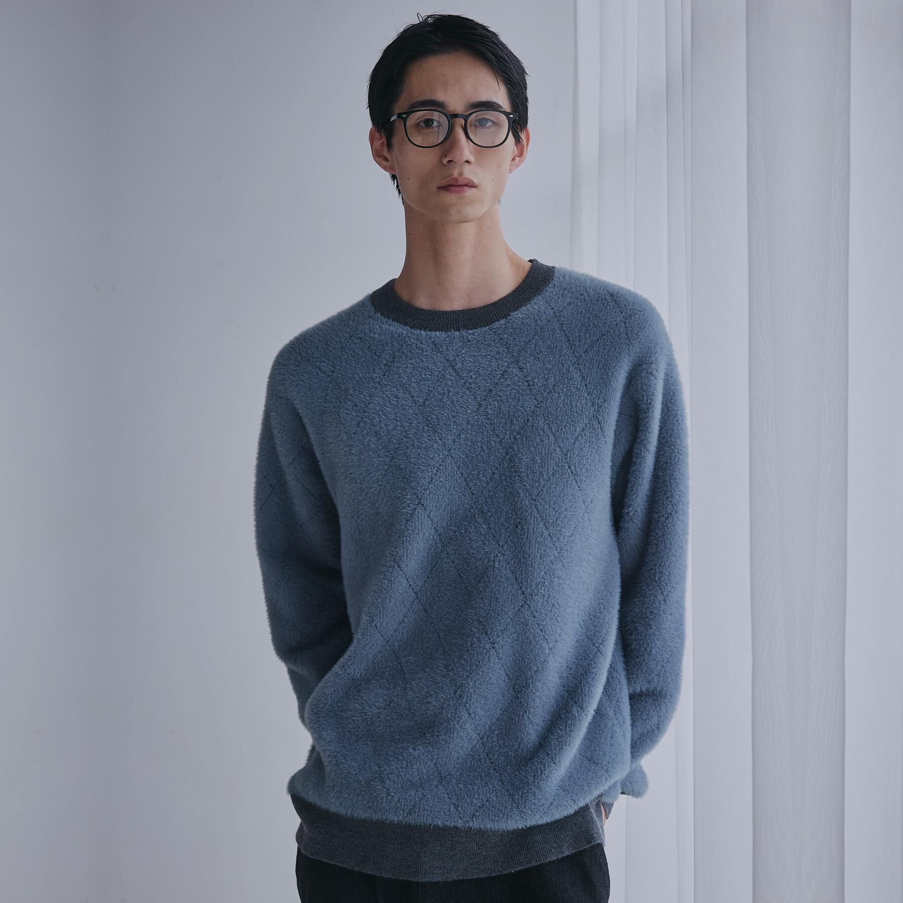 THE SHOP TK「【ふんわり心地いい肌触り】　ダイヤ柄シャギーニット」|ニット・セーター|