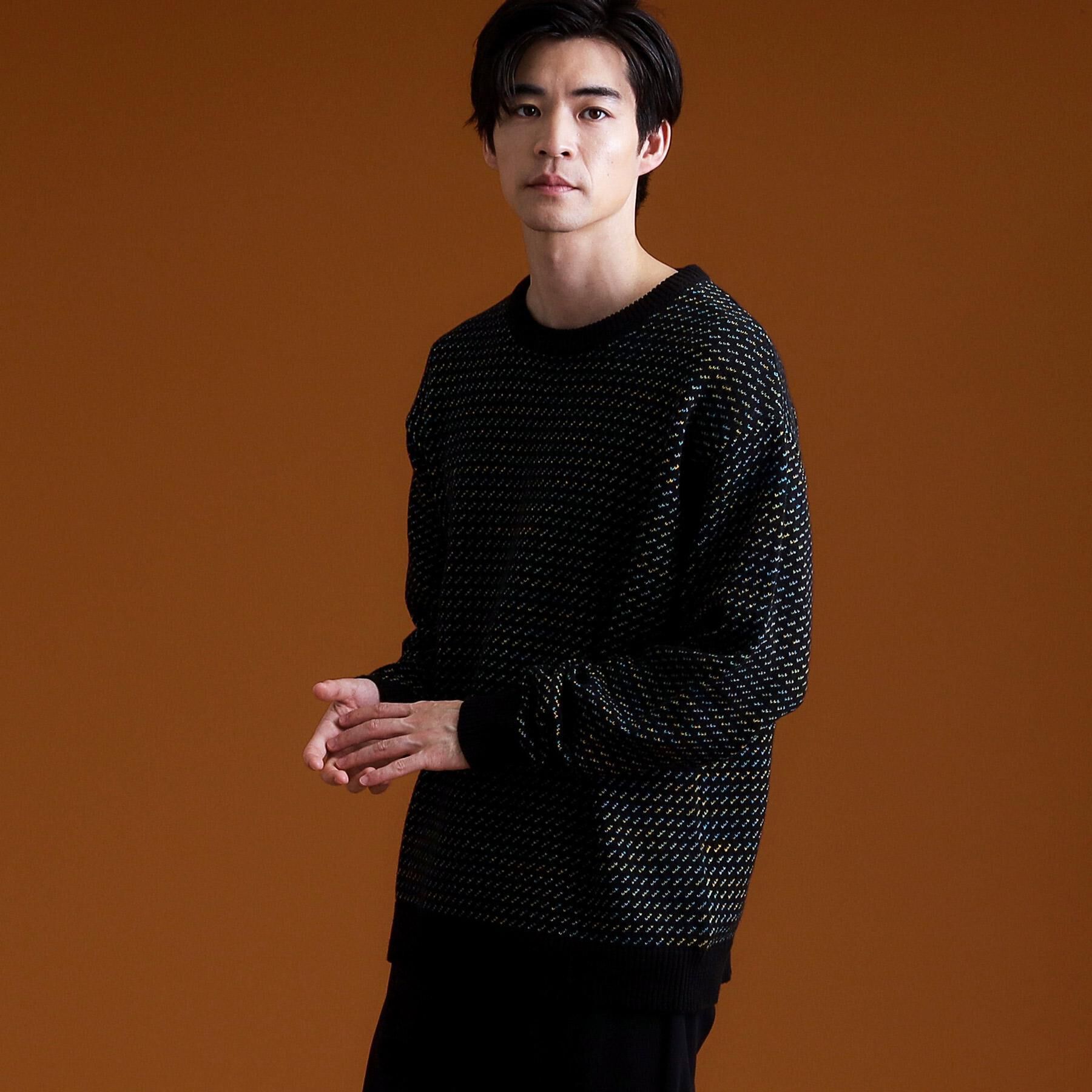 THE SHOP TK「バーズアイグラデーションニット 洗濯機OK／ユニセックスでおすすめ！」|ニット・セーター|ブラック(119)