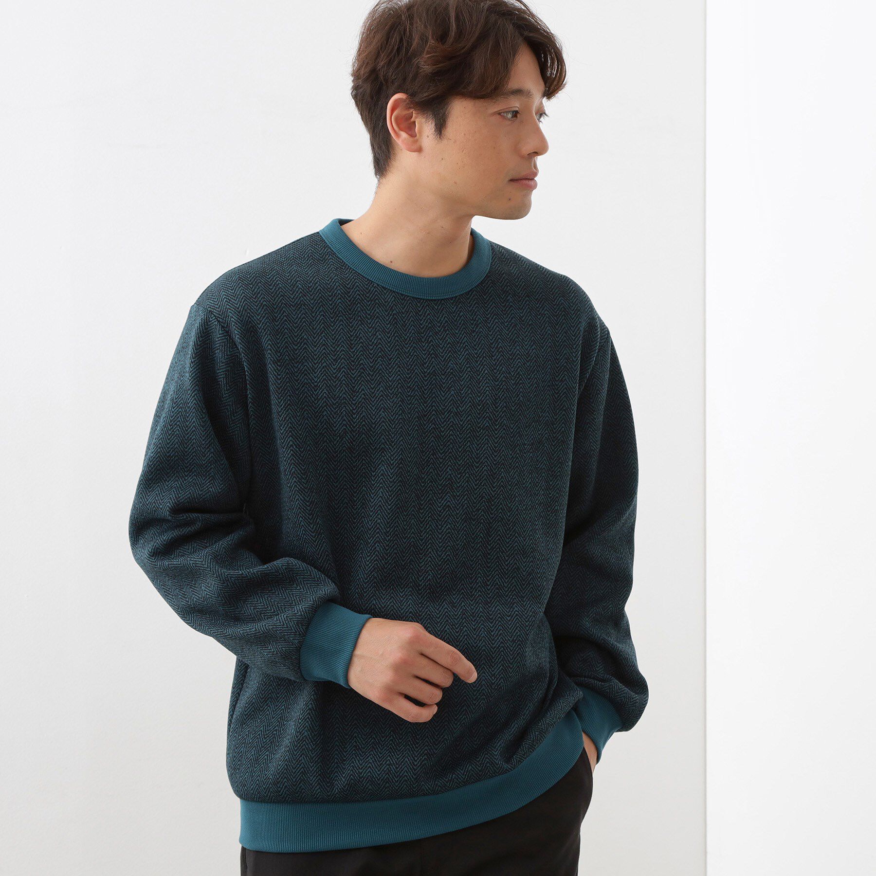 THE SHOP TK「【裏起毛で暖かい】レトロフリーススウェット 洗濯機OK」|パーカー|ブルーグリーン(09