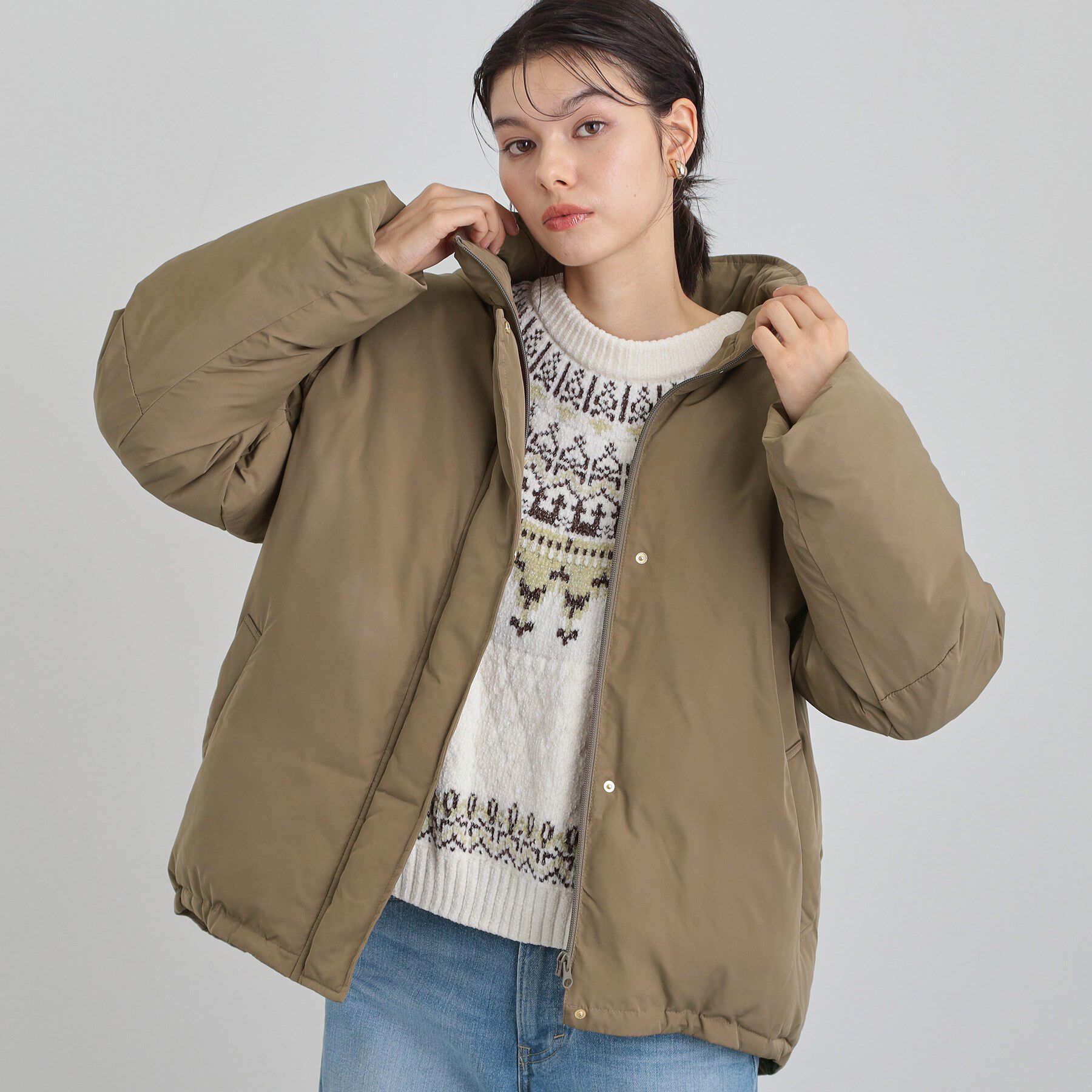 THE SHOP TK「【ぎゅっとされているような暖かさ】撥水中綿ブルゾン」|ダウン|トープ(054)