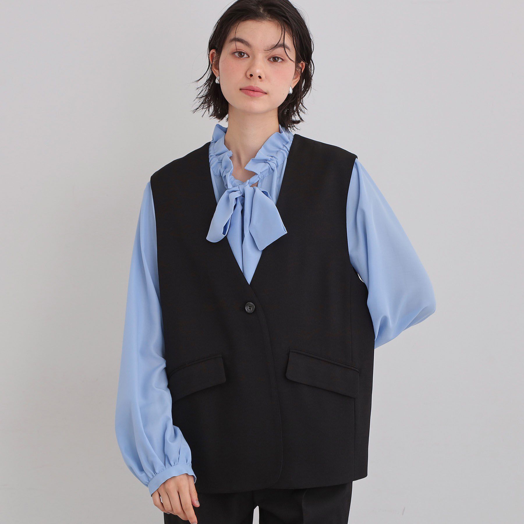 THE SHOP TK「【通勤にもカジュアルにも】CAVIAN ジレ/セットアップ可」|ベスト・ジレ|ブラック(019)