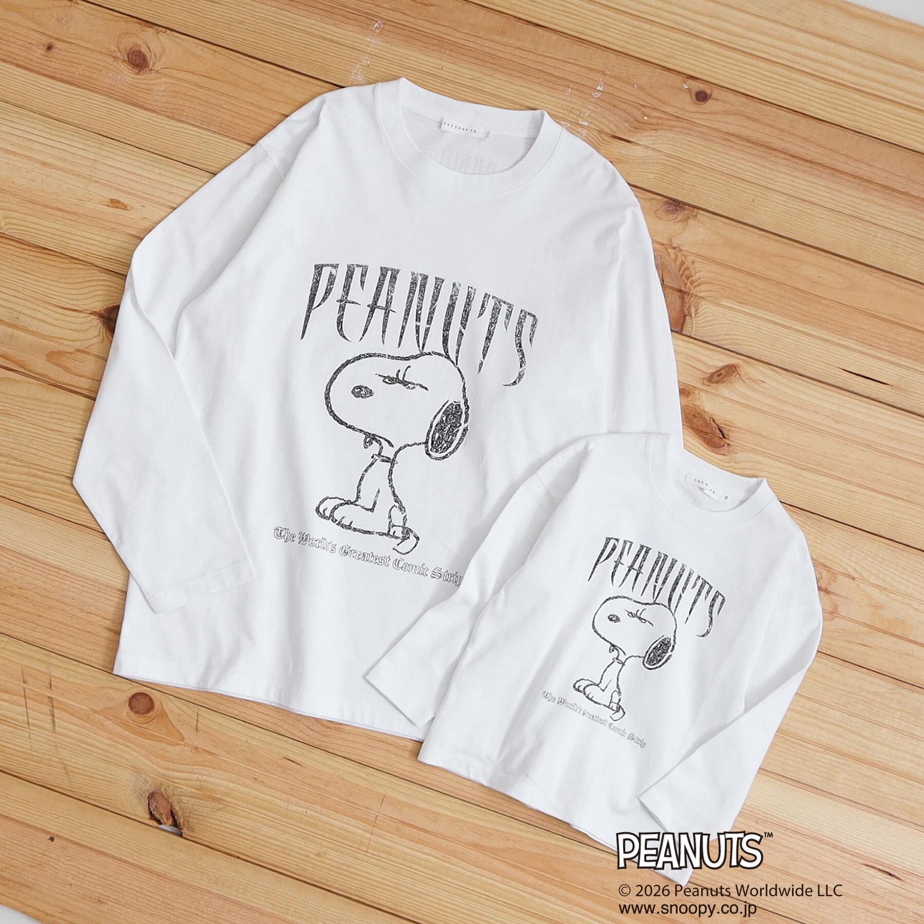 THE SHOP TK「PEANUTS ／ ピーナッツ スヌーピー ヴィンテージ風プリント長袖Tシャツ」|Tシャツ・カットソー|