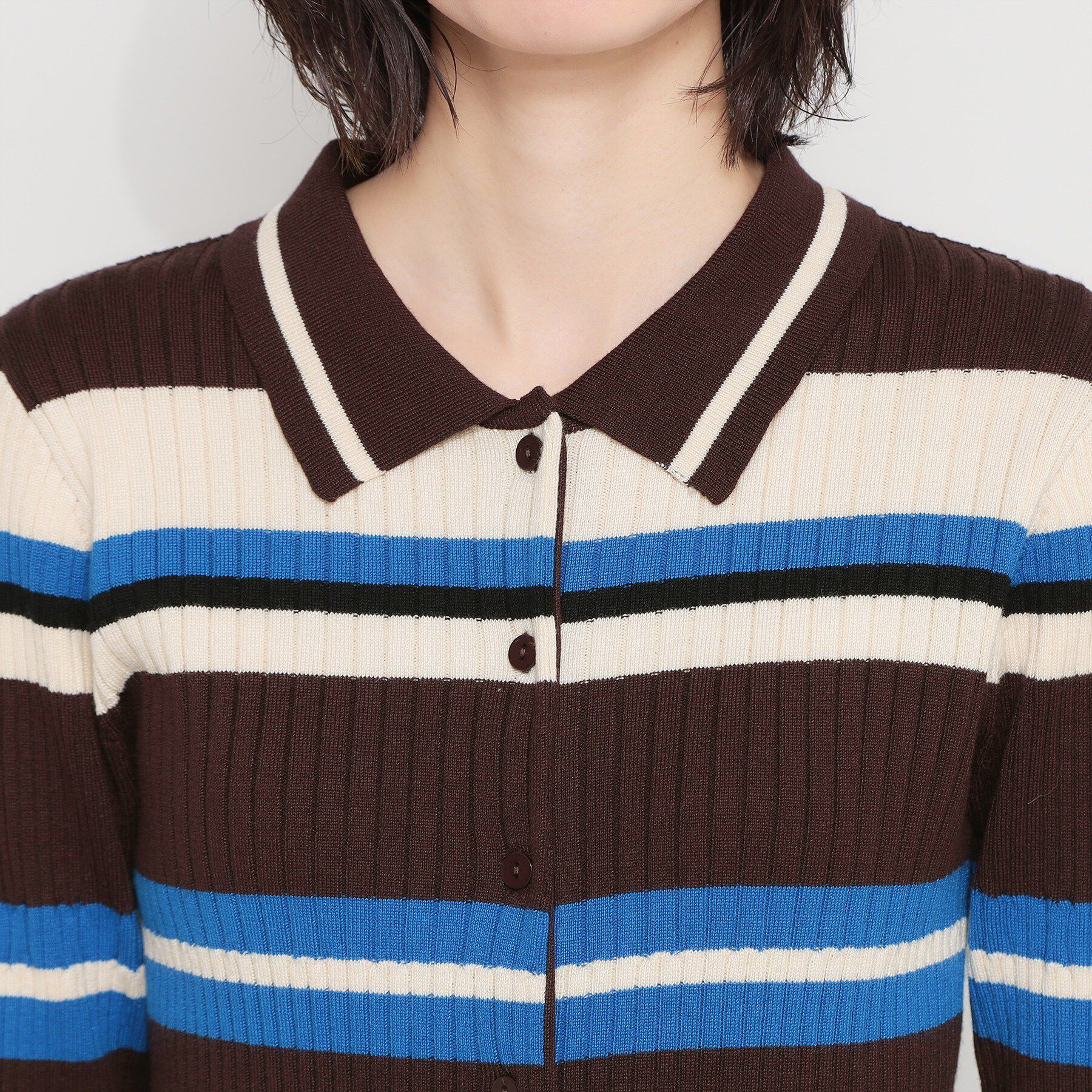 THE SHOP TK「衿付マルチボーダーニット」|ニット・セーター|