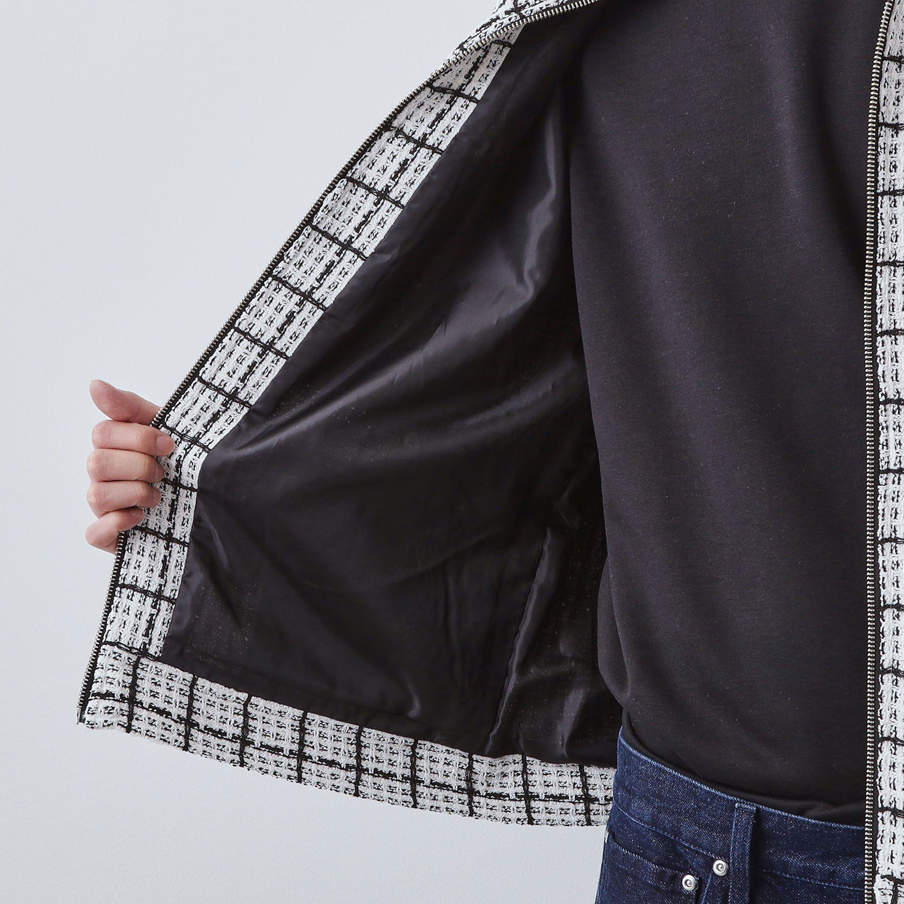 THE SHOP TK「【カジュアルに上品さをプラス】変わり織ツイードブルゾン　洗濯機OK」|ブルゾン・スタジャン|