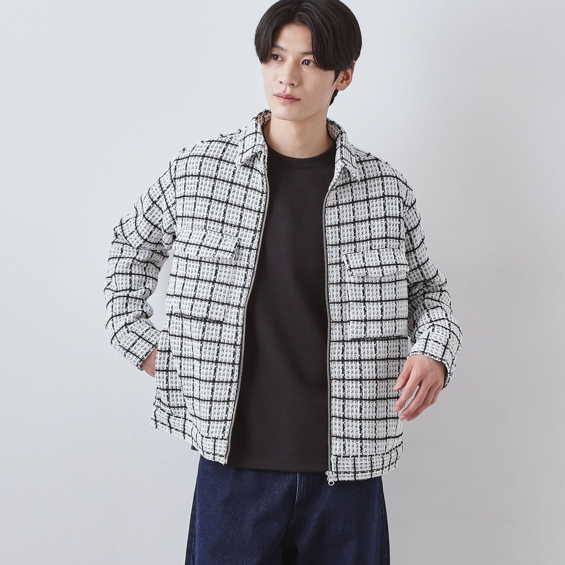 THE SHOP TK「【カジュアルに上品さをプラス】変わり織ツイードブルゾン　洗濯機OK」|ブルゾン・スタジャン|