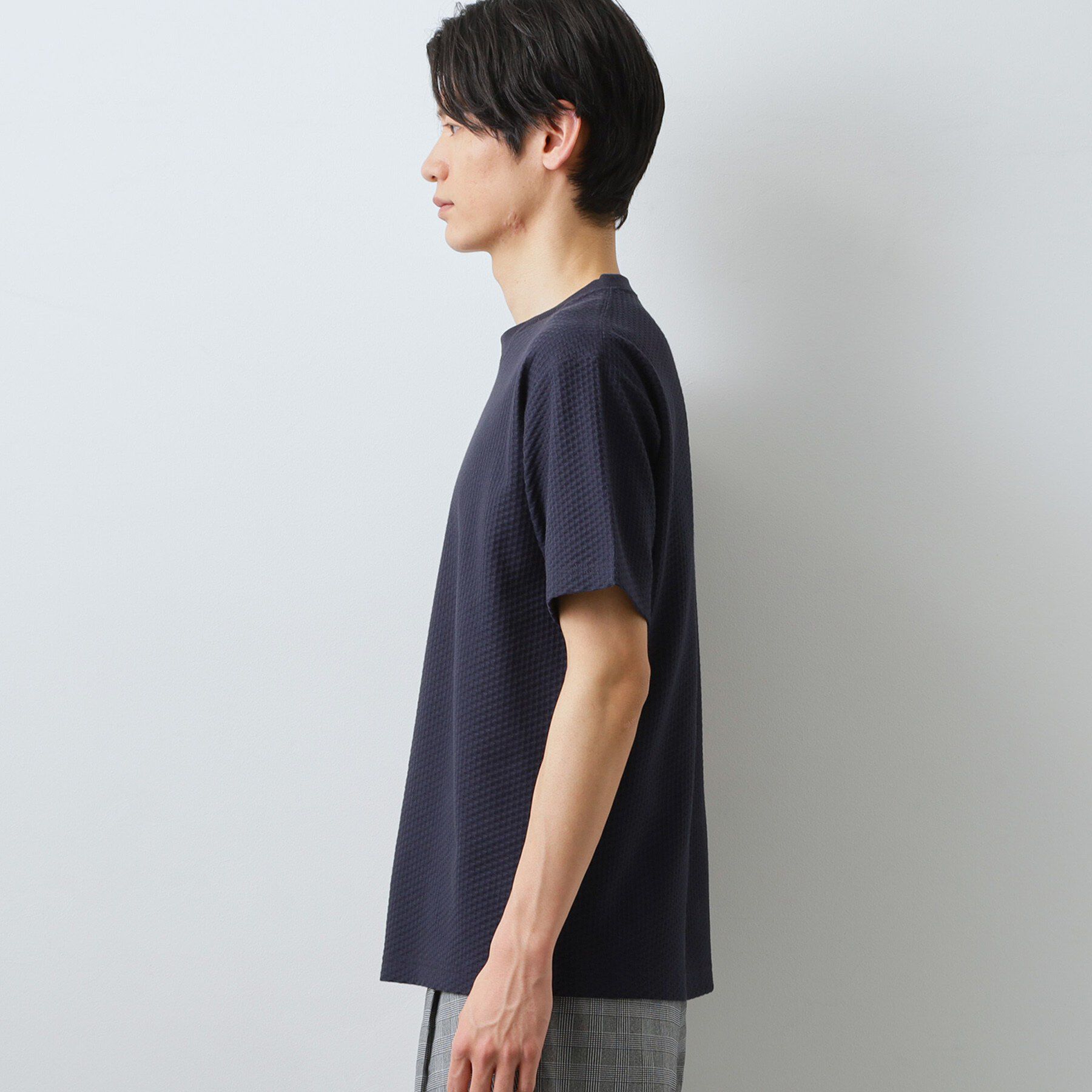 THE SHOP TK「【カジュアルすぎないキレイめTシャツ】ハニカム リンクス半袖Tシャツ 洗濯機OK」|Tシャツ・カットソー|