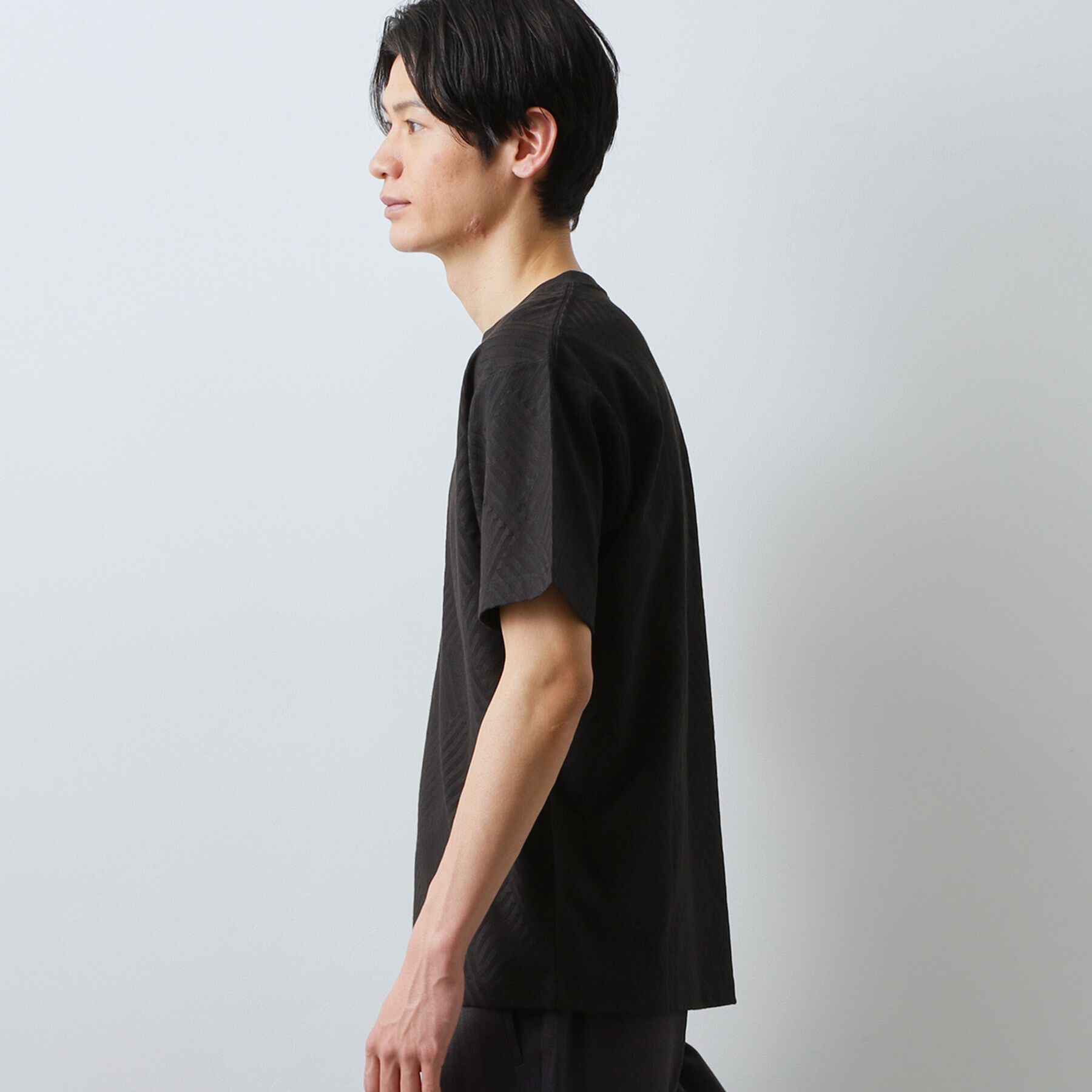 THE SHOP TK「【ジャケットインにもおすすめ！】ジャカード リンクス半袖Tシャツ 洗濯機OK」|Tシャツ・カットソー|