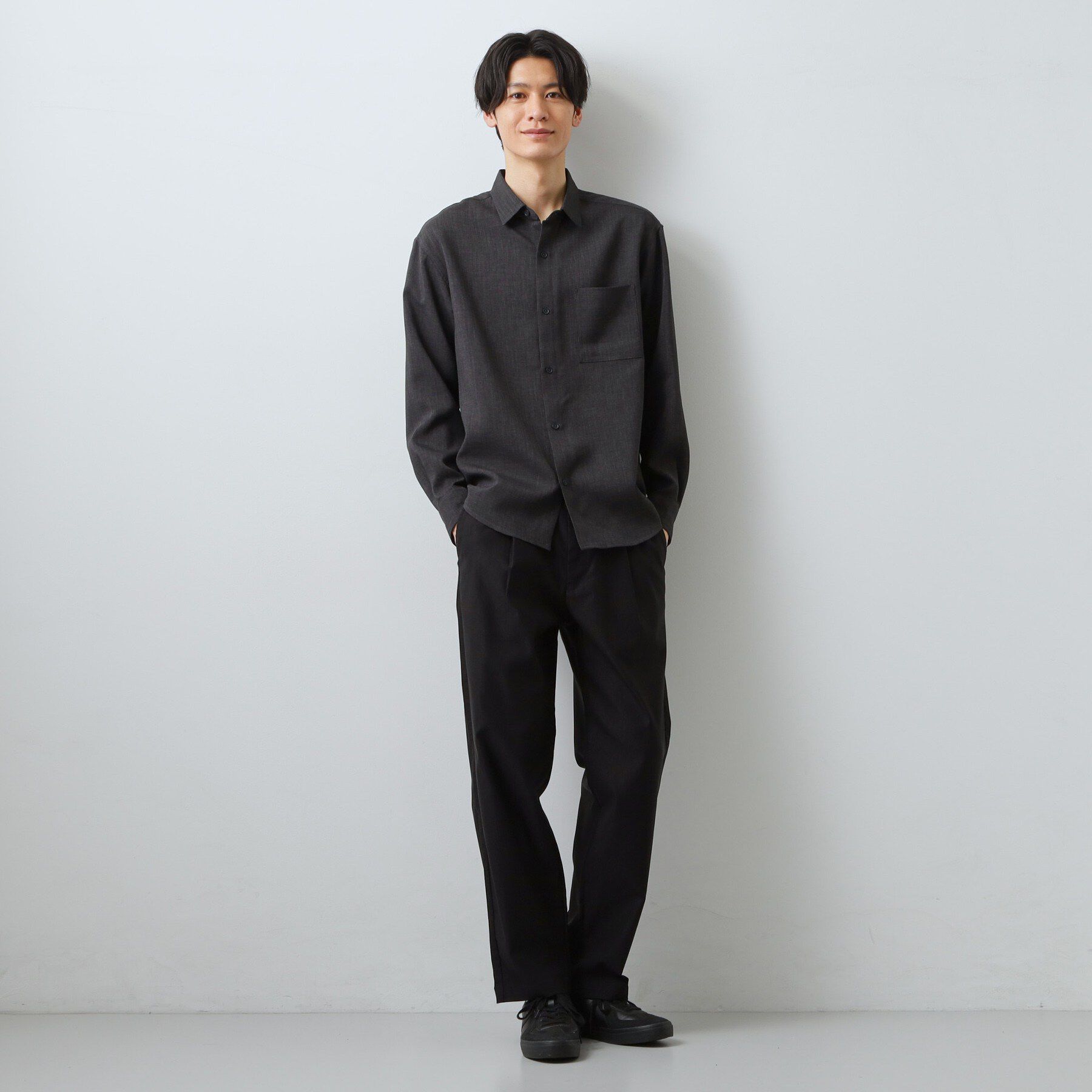 THE SHOP TK「【LINO FINE】リネンライク 長袖シャツ UVカット　イージーケア　吸水速乾　洗濯機OK」|シャツ・ブラウス|