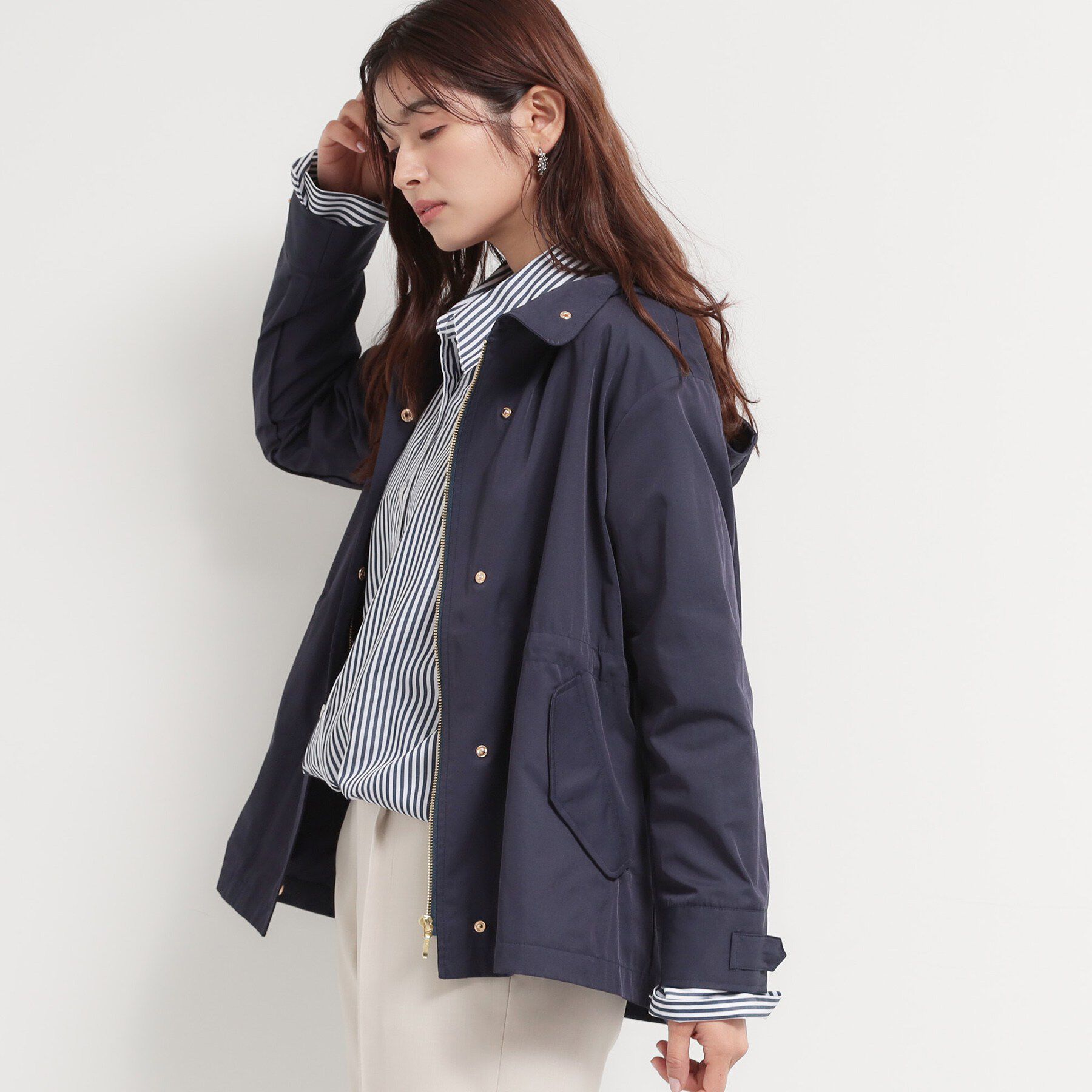 THE SHOP TK「【ウエスト調節可能ですっきり見え】フーデットブルゾン/洗える」|ブルゾン・スタジャン|