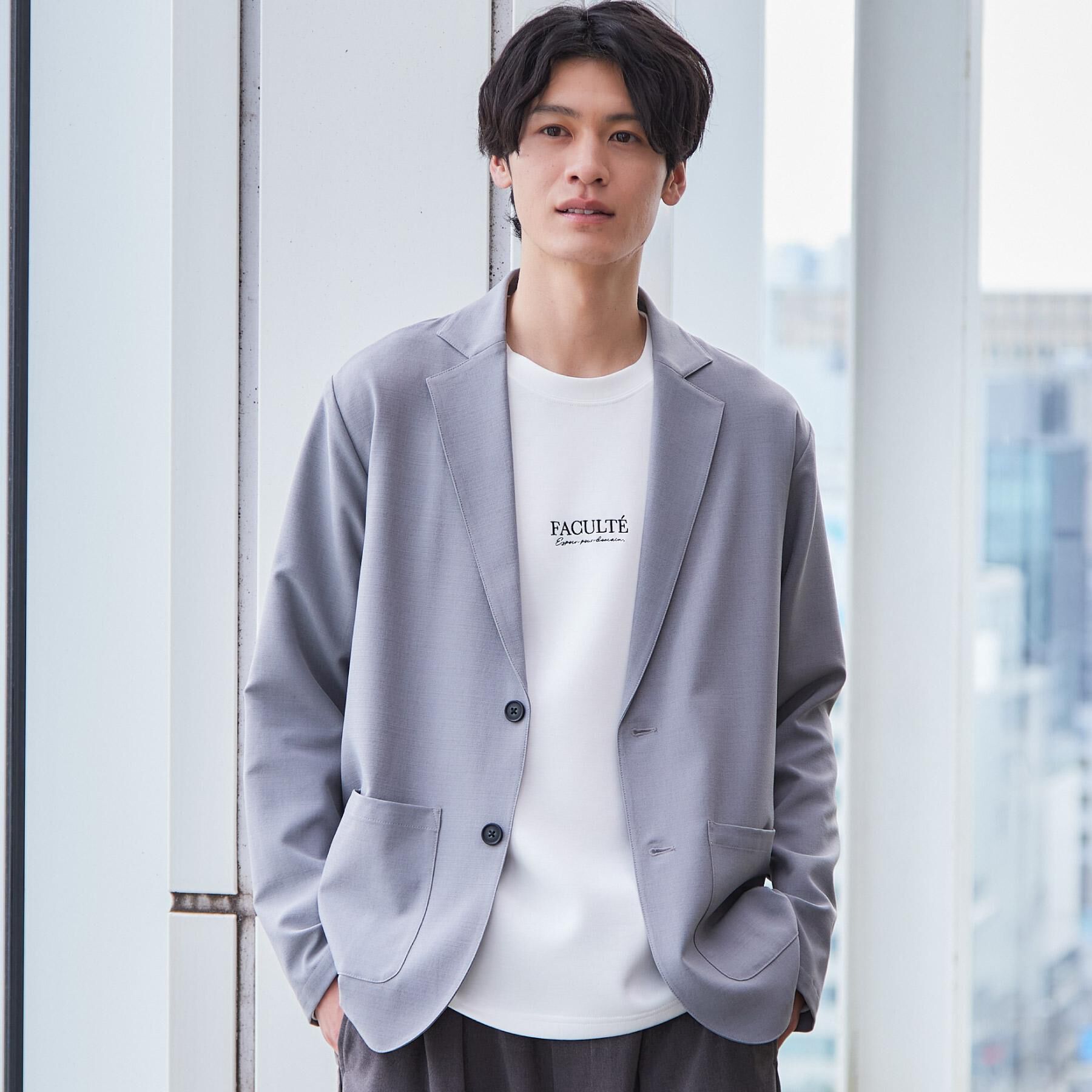 THE SHOP TK「【上下2点セット】ジャケット＋パンツ イージーセットアップ 防シワ／ストレッチ／洗濯機OK」|テーラードジャケット|