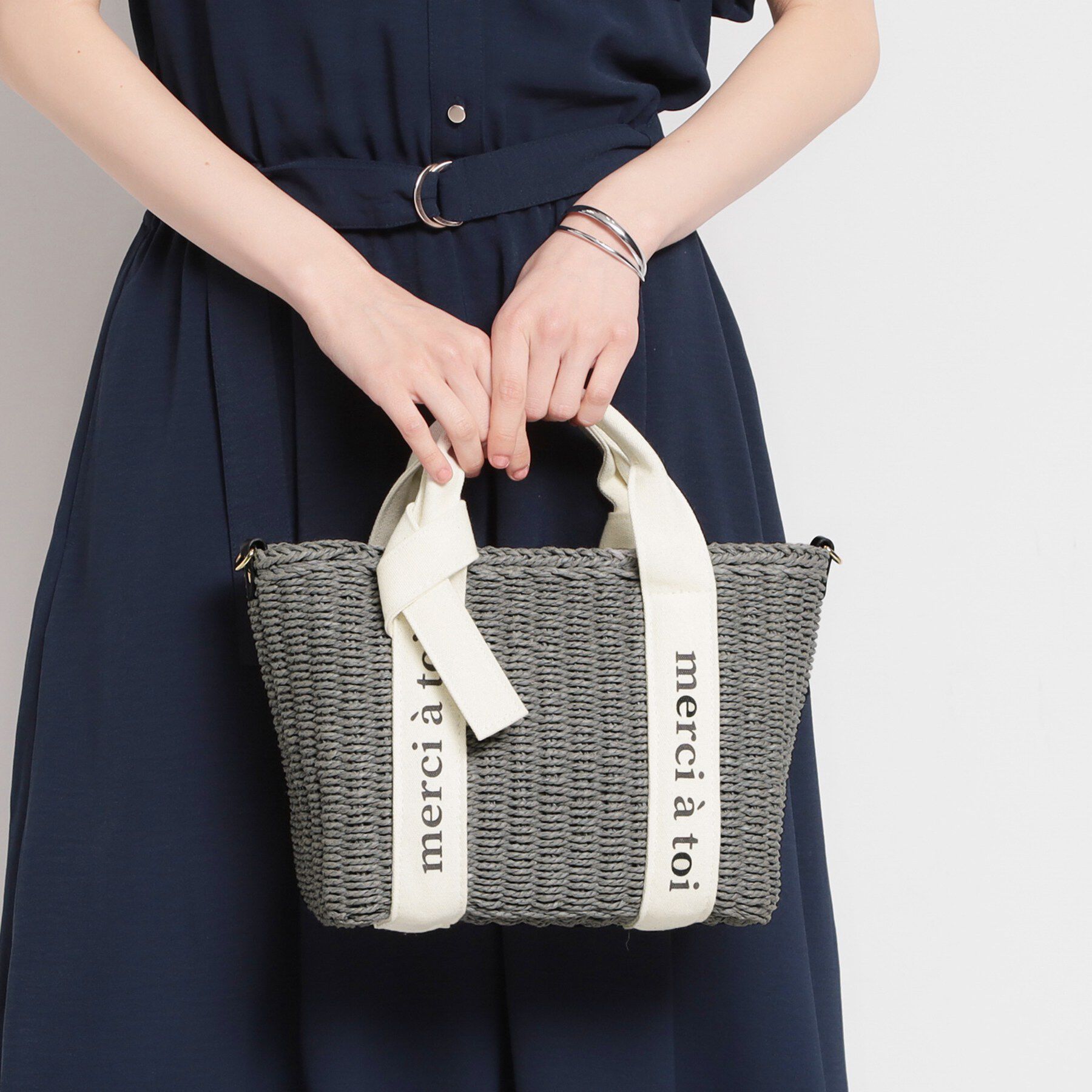 THE SHOP TK「ロゴ雑材バッグ」|ハンドバッグ|