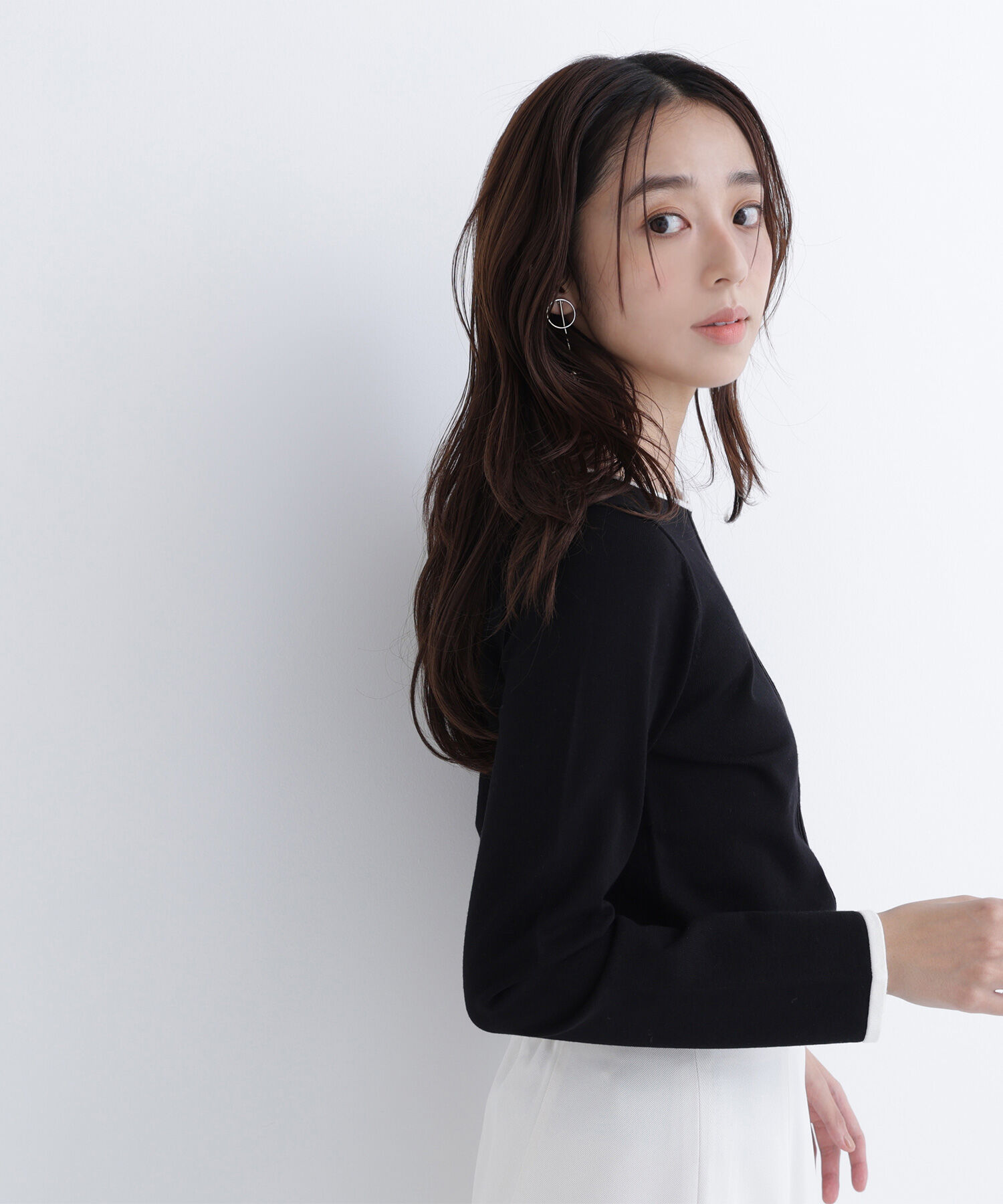  「バイカラーフロントタックニット」|ニット・セーター|