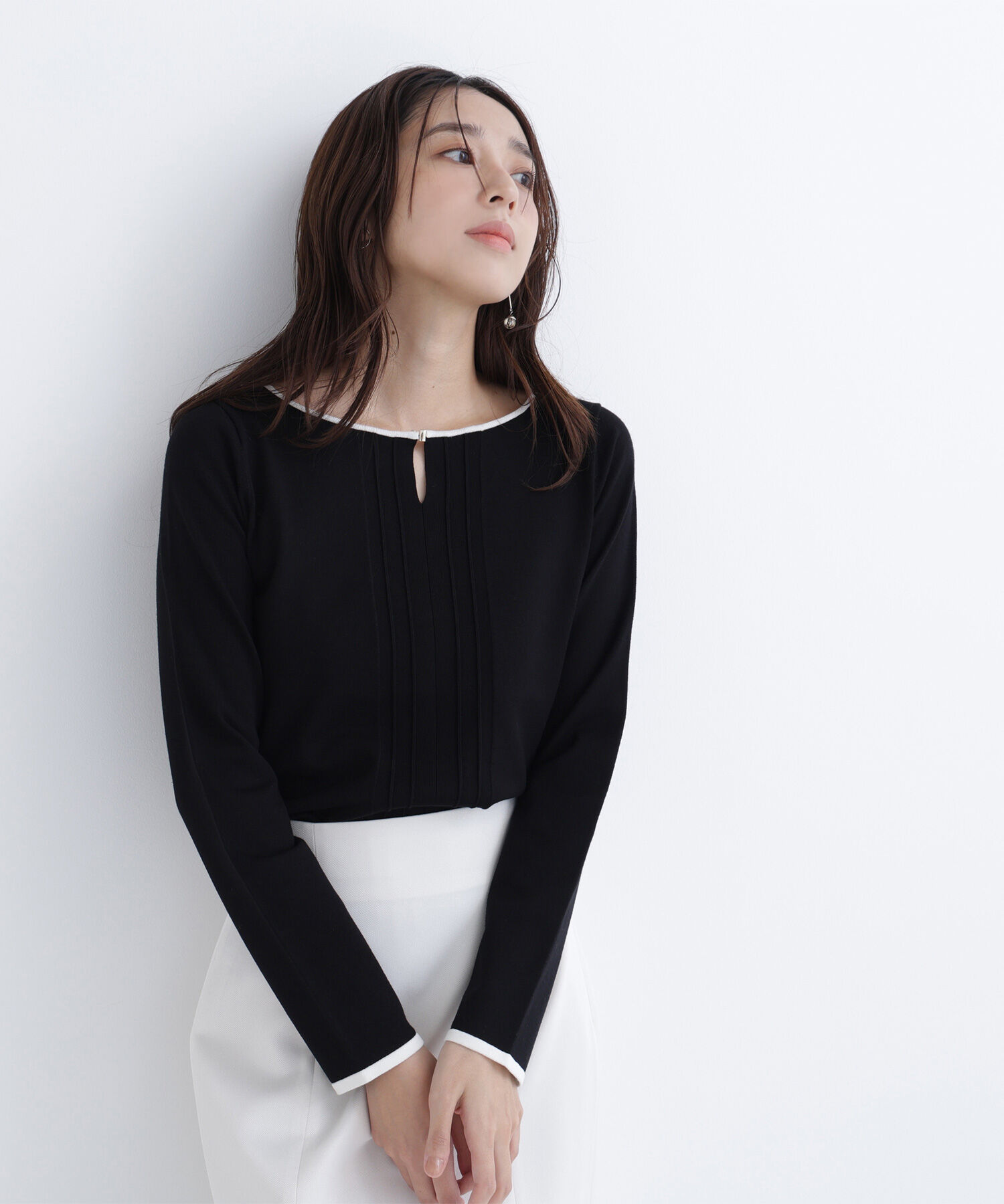  「バイカラーフロントタックニット」|ニット・セーター|