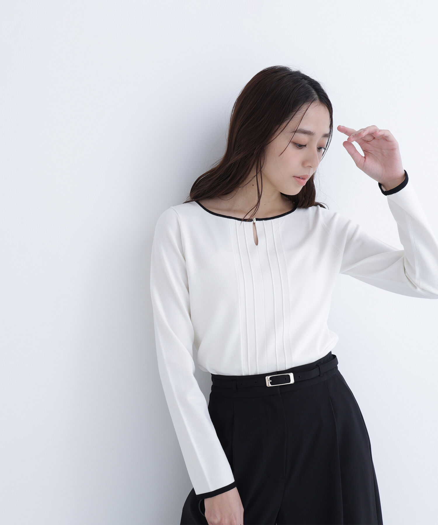  「バイカラーフロントタックニット」|ニット・セーター|