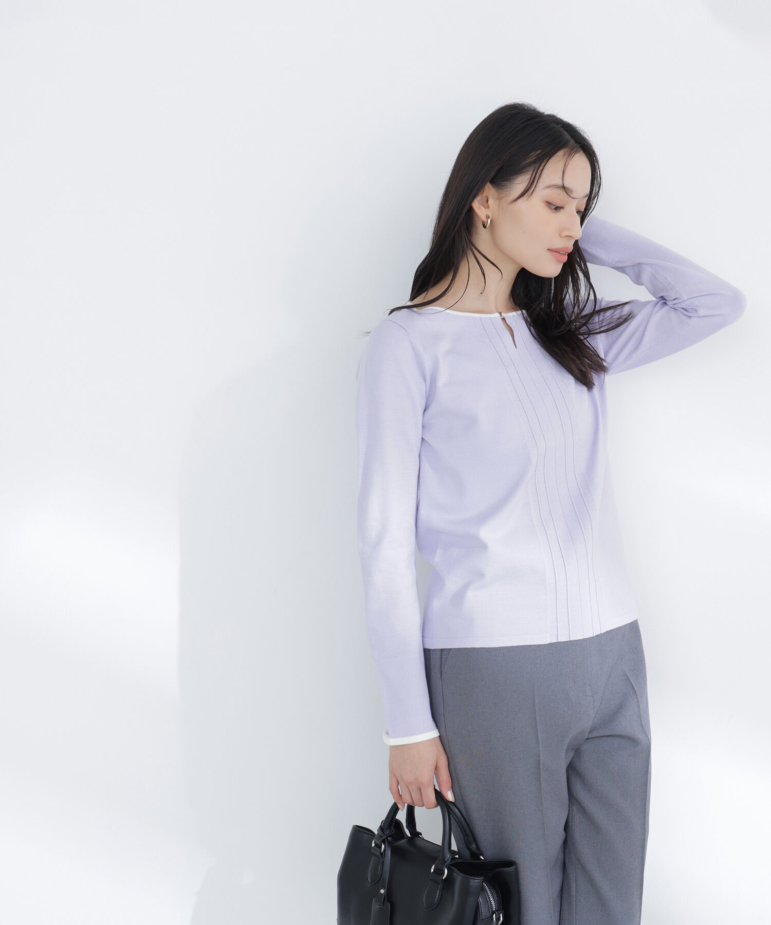  「バイカラーフロントタックニット」|ニット・セーター|