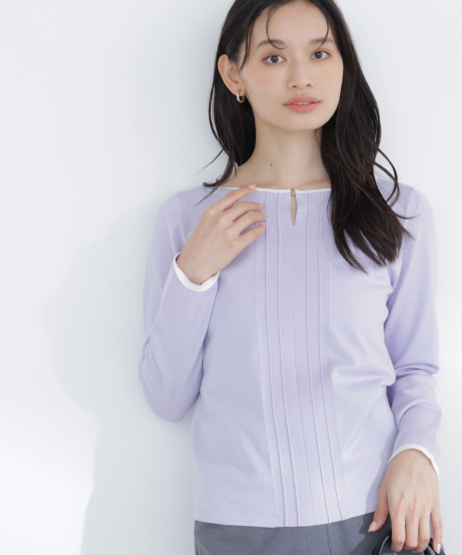  「バイカラーフロントタックニット」|ニット・セーター|