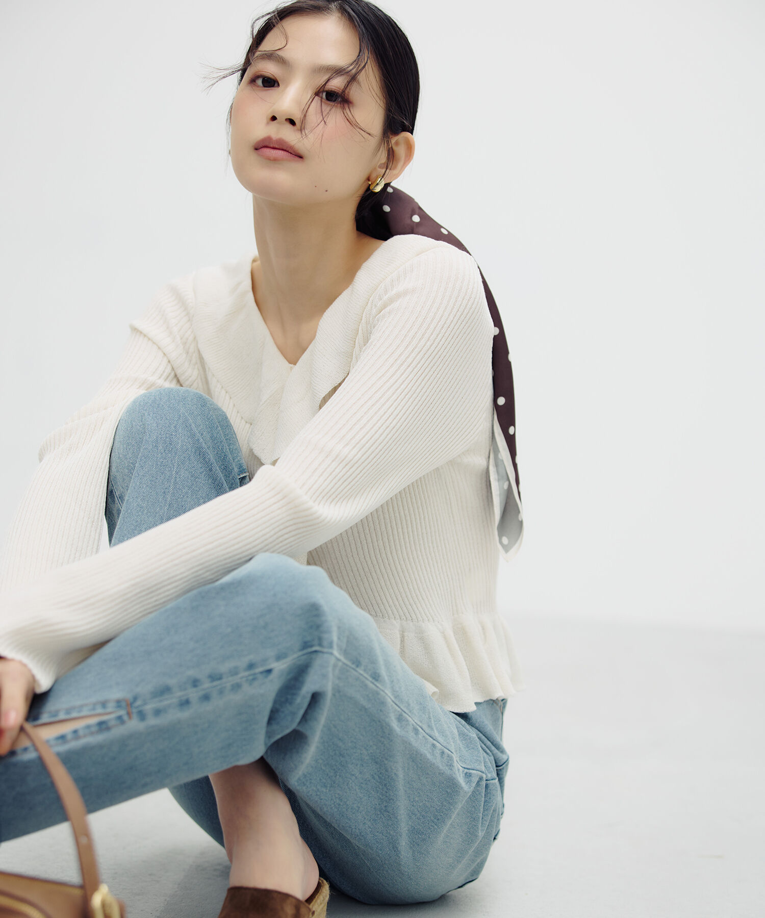  「フリルトリムカーディガン」|ニット・セーター|オフホワイト1
