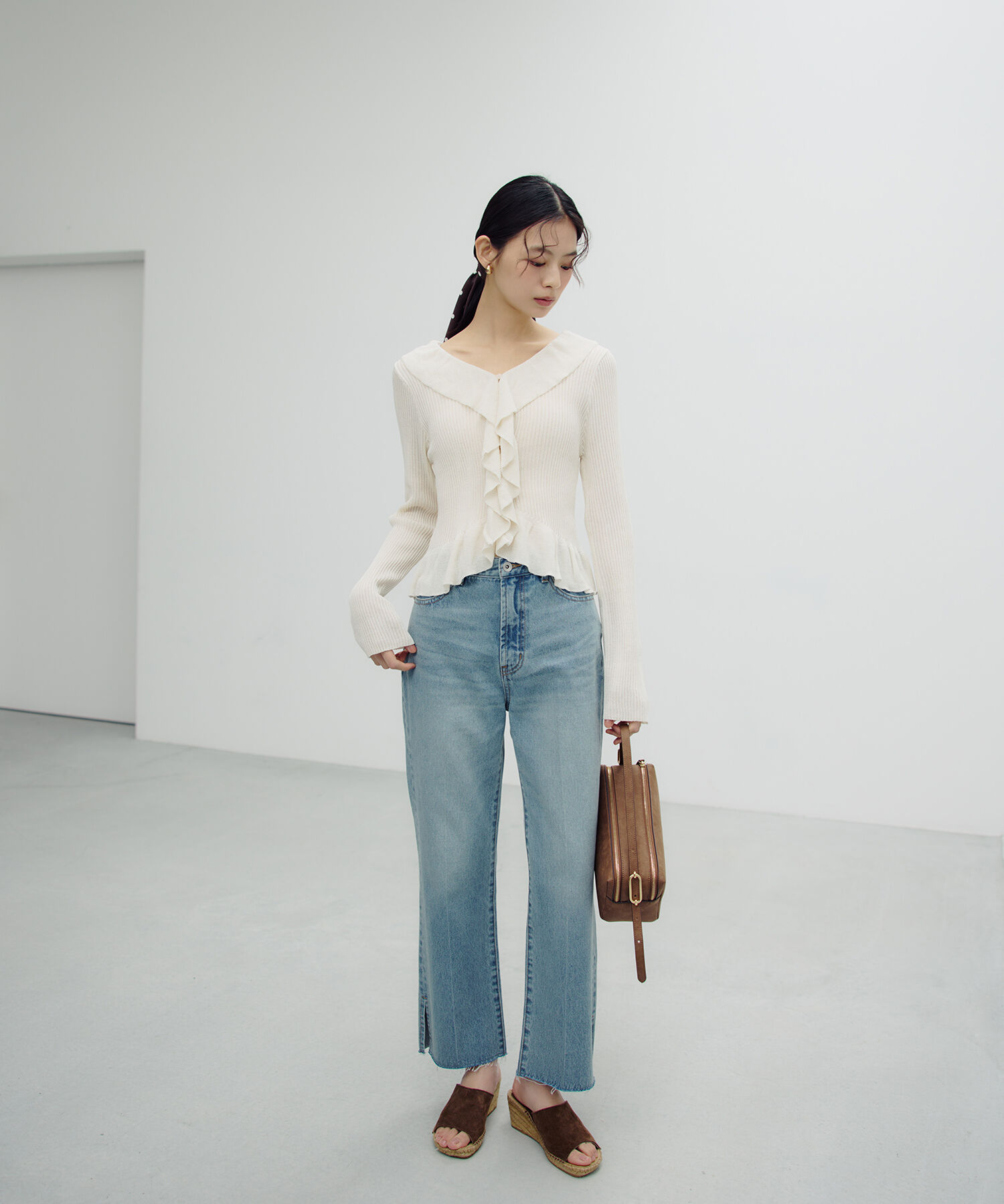  「フリルトリムカーディガン」|ニット・セーター|