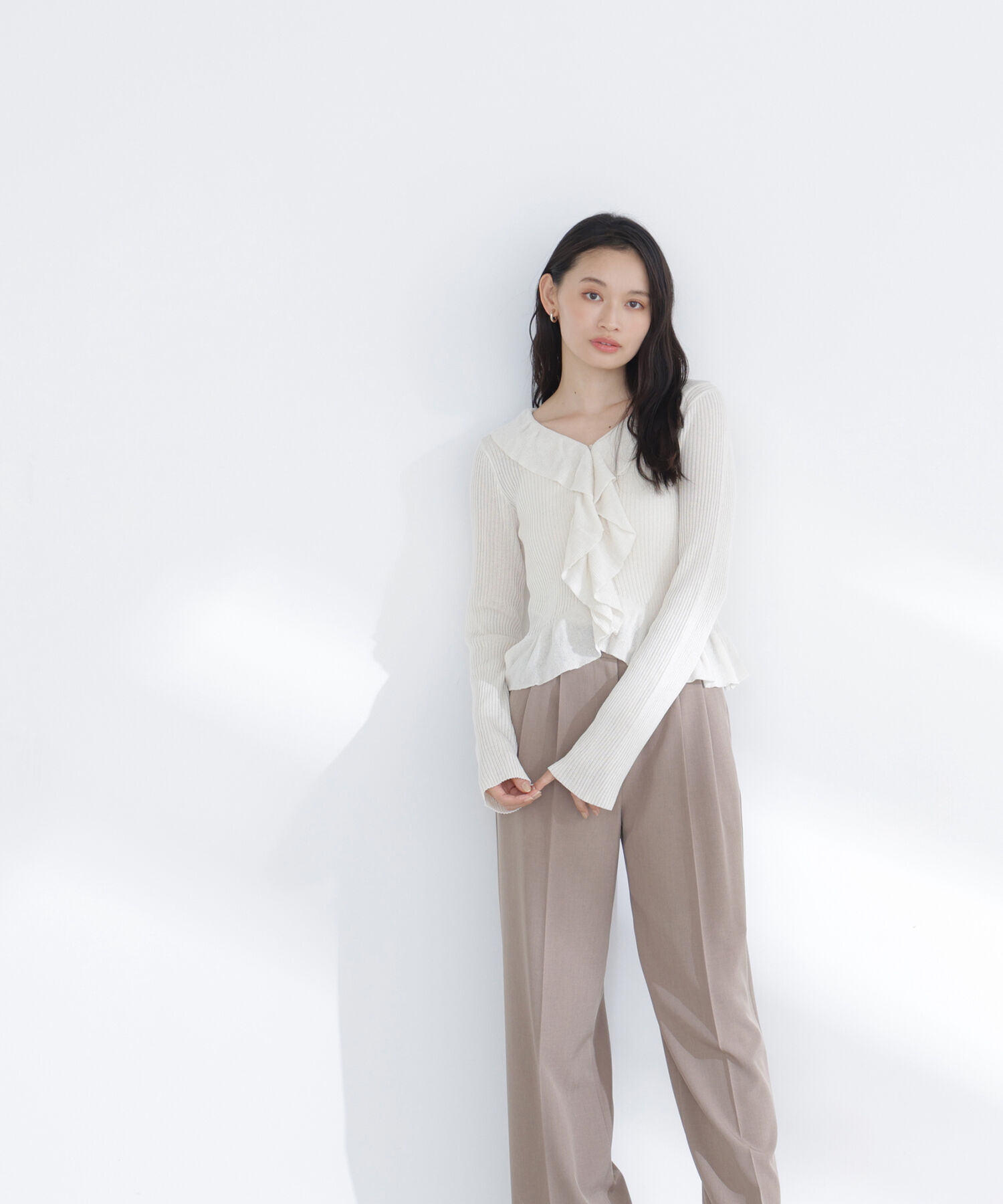  「フリルトリムカーディガン」|ニット・セーター|