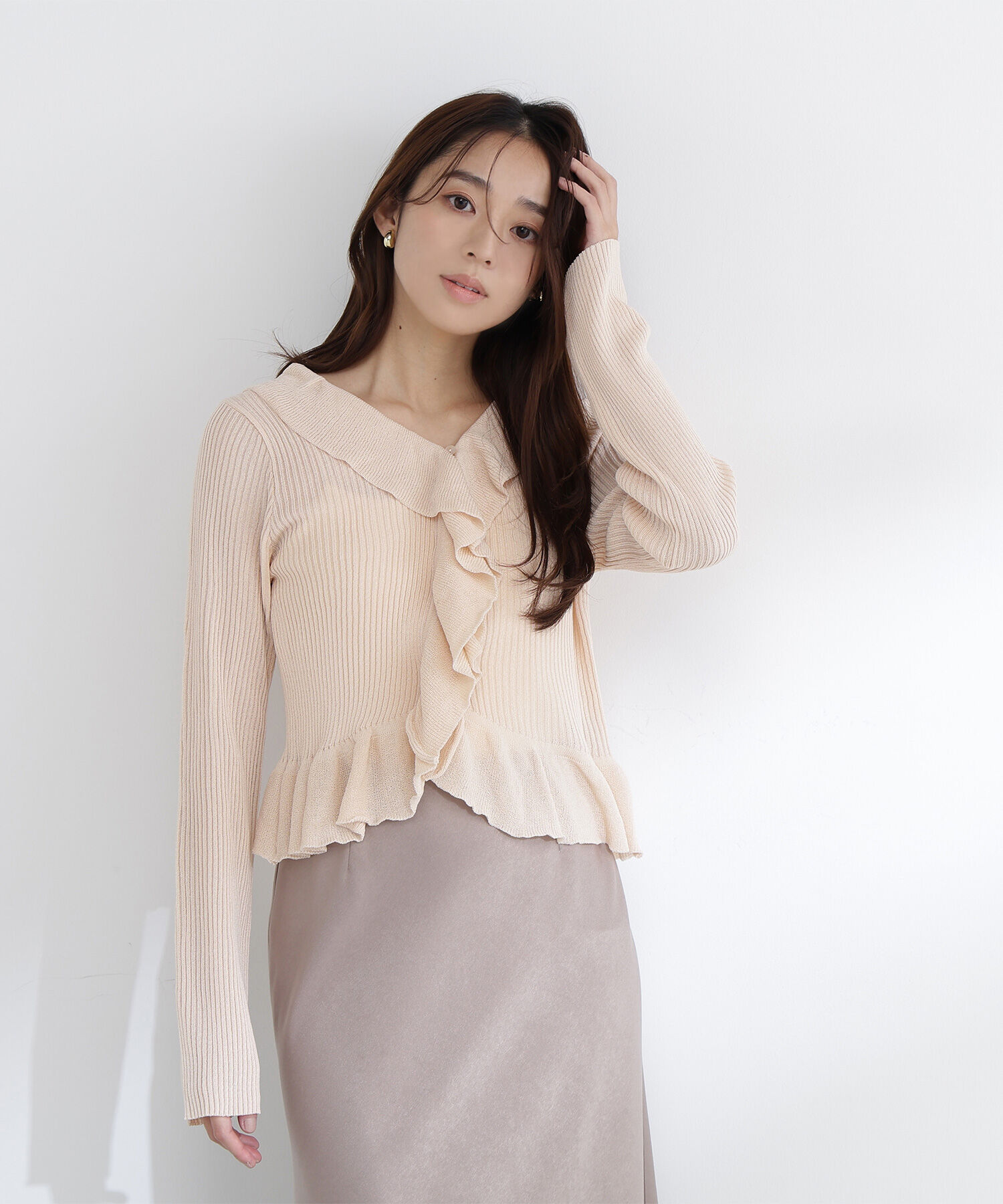  「フリルトリムカーディガン」|ニット・セーター|
