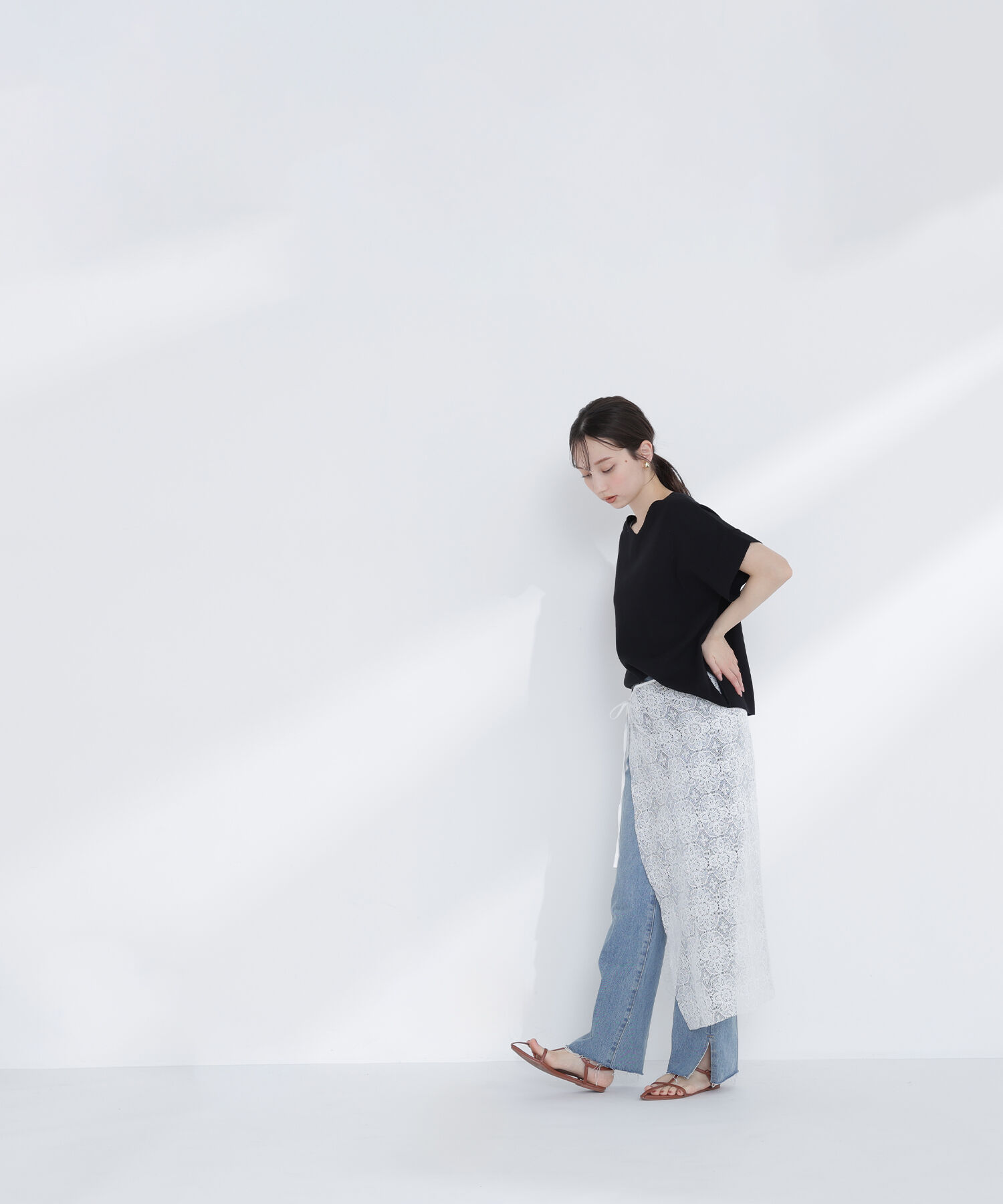  「サイドスリットストレートデニムパンツ」|その他|